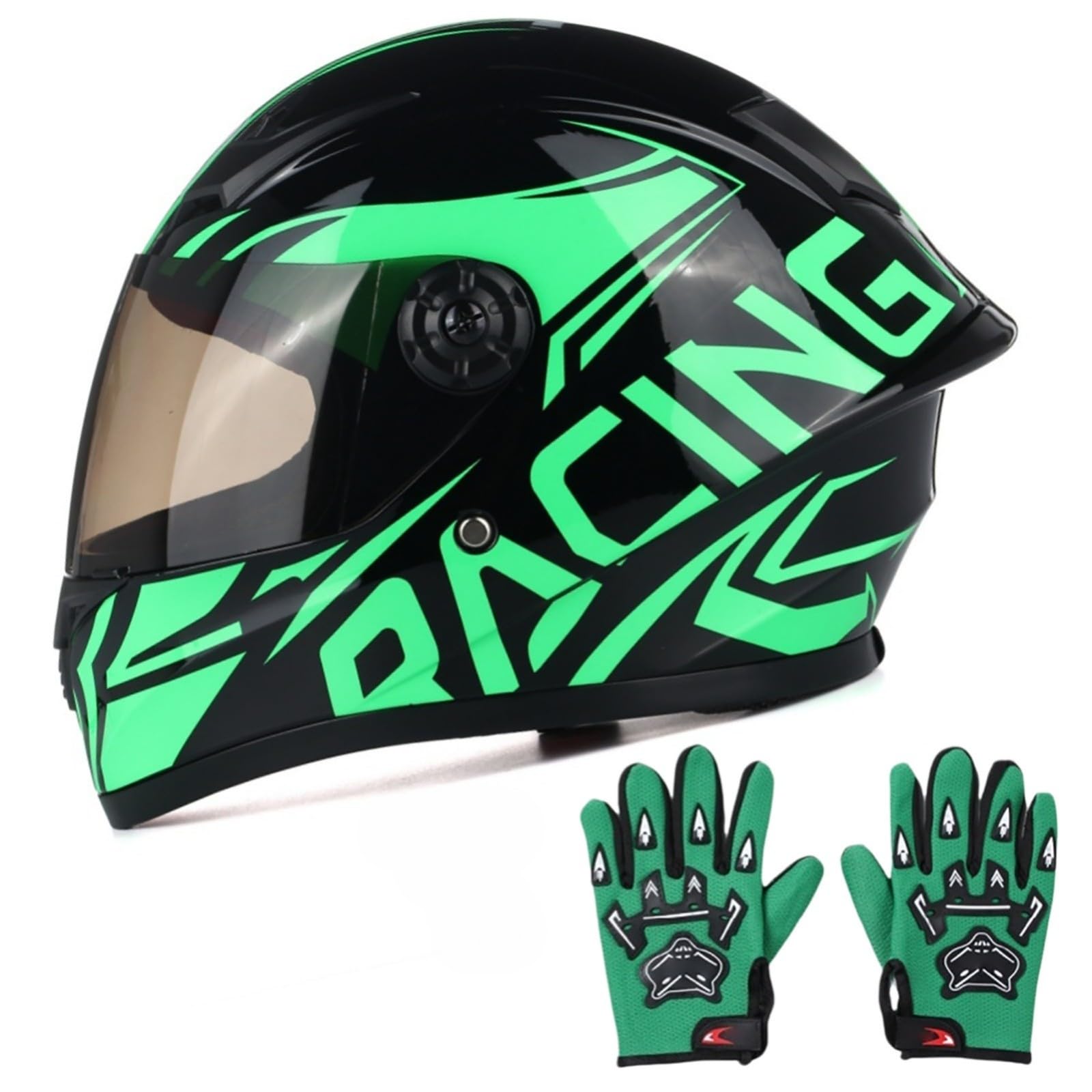 Kask dziecięcy z integralną twarzą, kask rowerowy dla chłopców i dziewcząt, kask motocyklowy z wizjerem, kask dziecięcy do jazdy na rowerze, motocyklu i skuterze 4,M (49-50 cm)