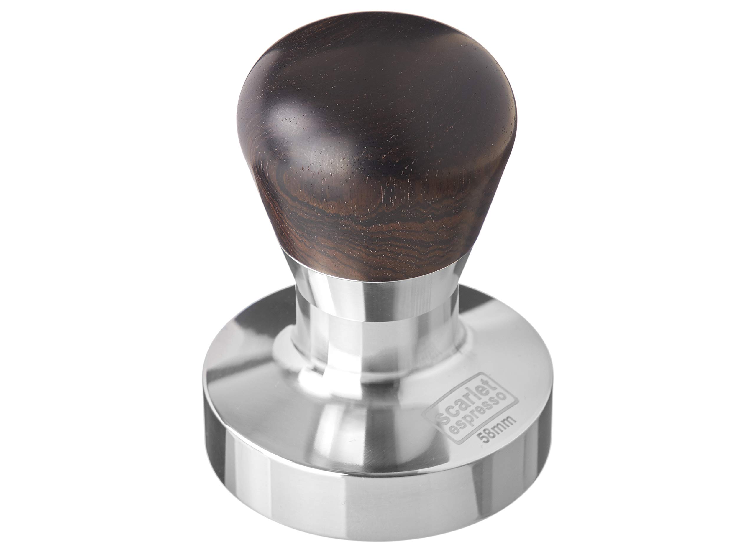 Scarlet espresso Passion - Pressino per barista, con impugnatura ergonomica in PVC o in legno di frassino a scelta e base di precisione in acciaio INOX Set ( 58 mm + Tamperablage) Ebenholz - Schwarz