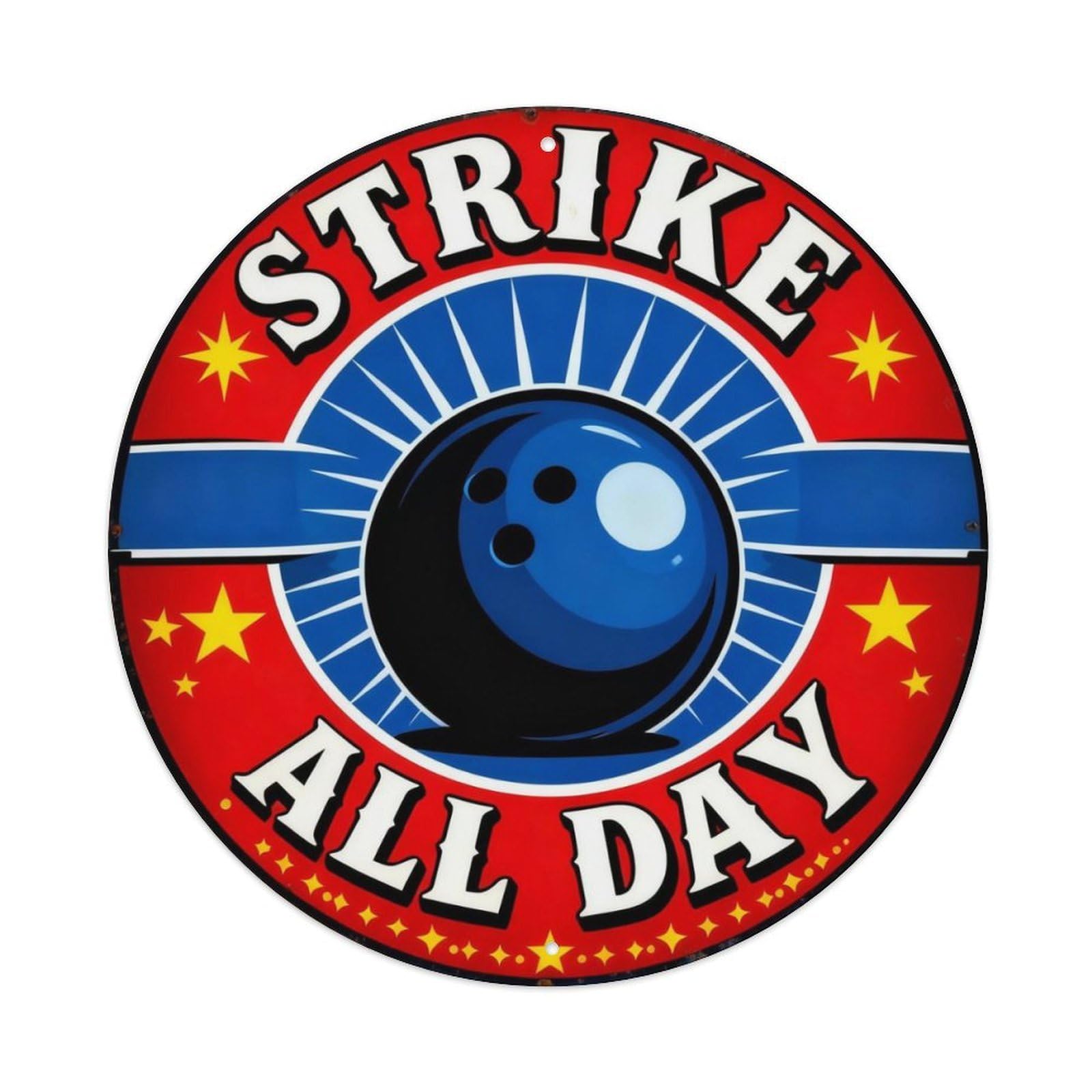 Strike All Day Bowling Tin Sign Metal Tin Sign Plaque
