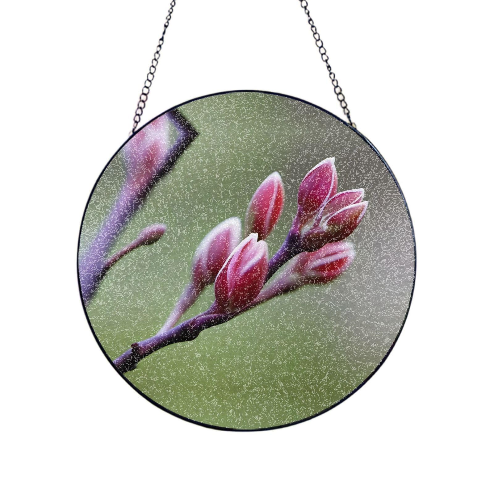 Poezjzw Stained Glass Window Hanging - Spring Buds Sun Catcher For Door Garden Home Decor Christmas Mother'S Day Birthday Gifts 10in（25cm）