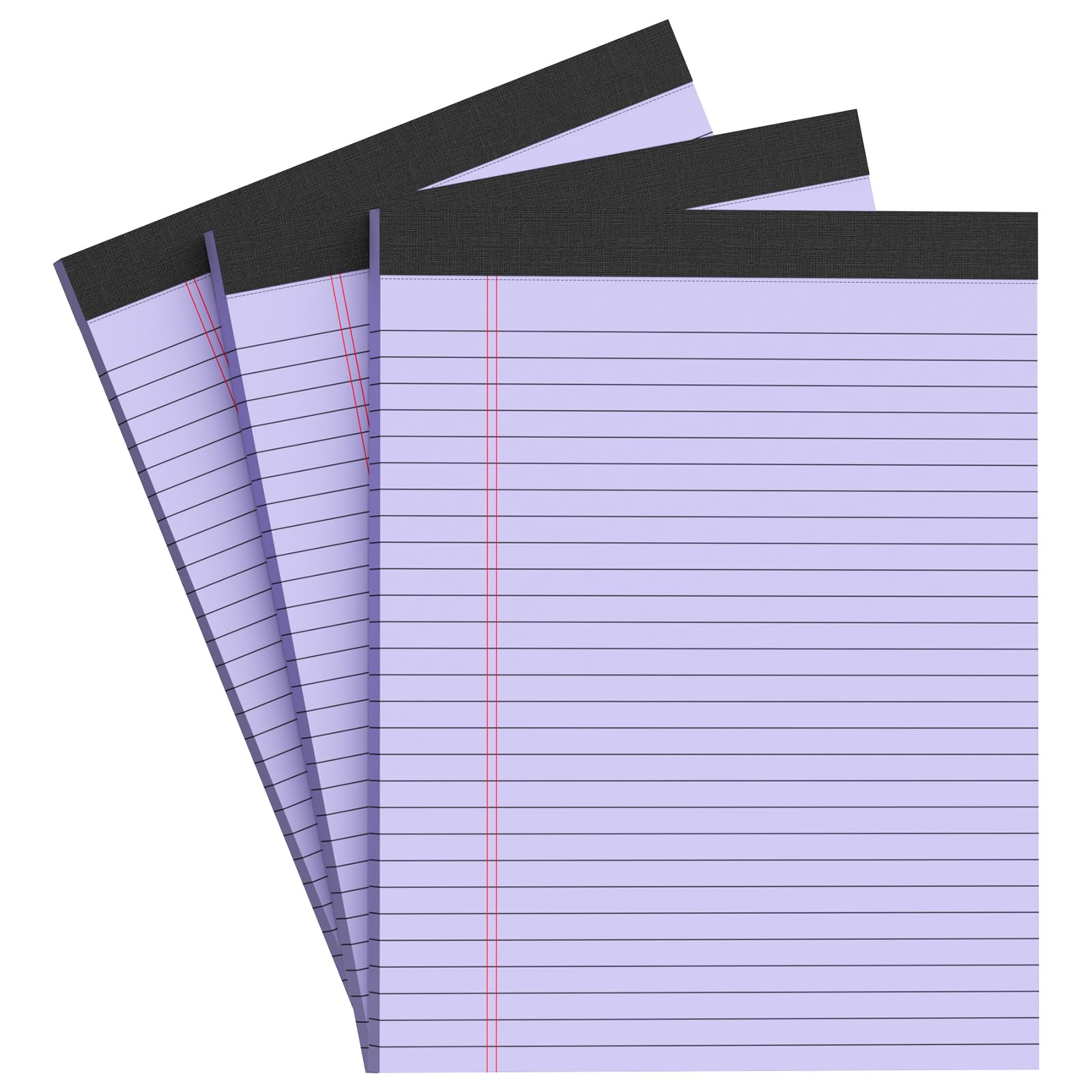 AILZFEI Purple Legal Pad Note Pads 8.5 x 11 inch, Wide Ruled, 30 Sheets/Pad, 20lb Colored Paper, Perforated Notepad with Sturdy Back (3 Pads Purple)