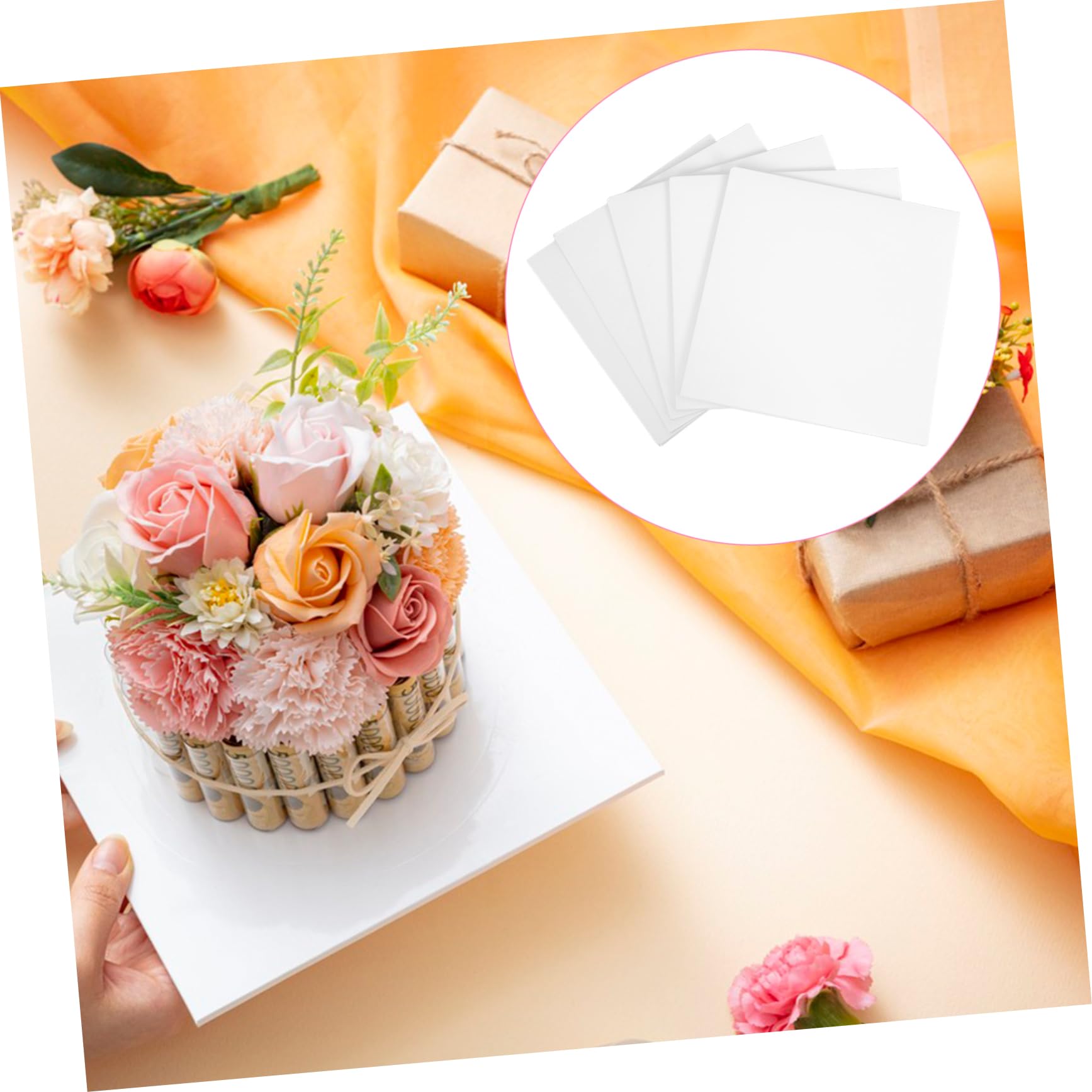 Zerodeko 10stücke Kuchenboden Weiß Quadratisch aus Papier Kuchenbretter für Mousse und Dessertpräsentation Tortenplatte als Backzubehör