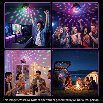 Disco Ball Party Light Sound Activated with Remote