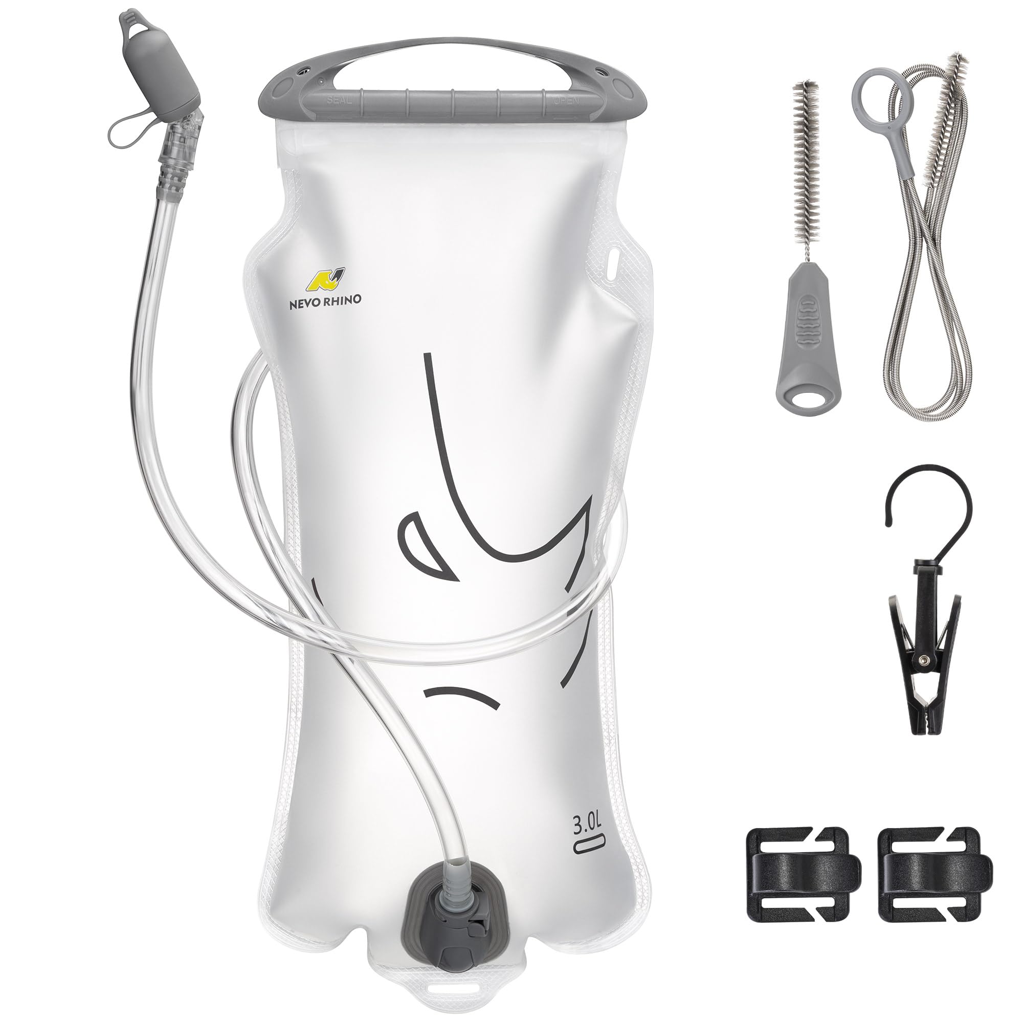 N NEVO RHINO Hydration Bladder 2L-3L,Water Reservoir for Hiking Backpack Leak Proof Water Storage Bladder,BPA-Free Water Pouch Hydration Pack for