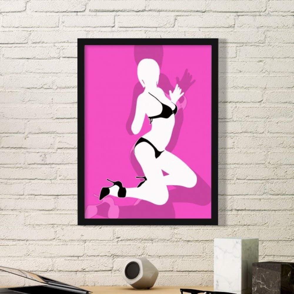 Peinture de rose bikini sur cadre en bois noir pour une décoration de chambre élégante
