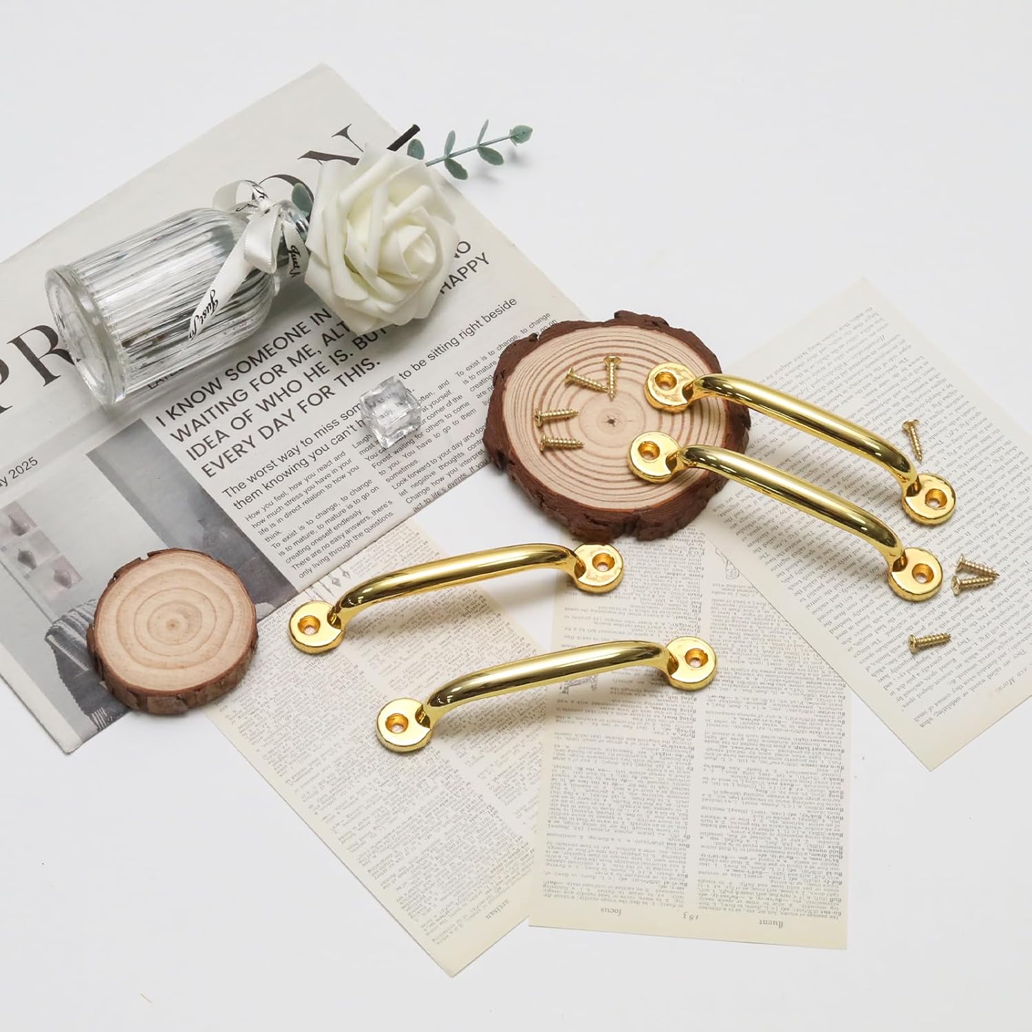 4Pcs Gold Large Zinc Alloy Gate Pulls, 110mm / 4.33" Hole-Distance Cabinet Handles, Sliding Door Handles for Cabinets and Drawers, Dresser, Closet