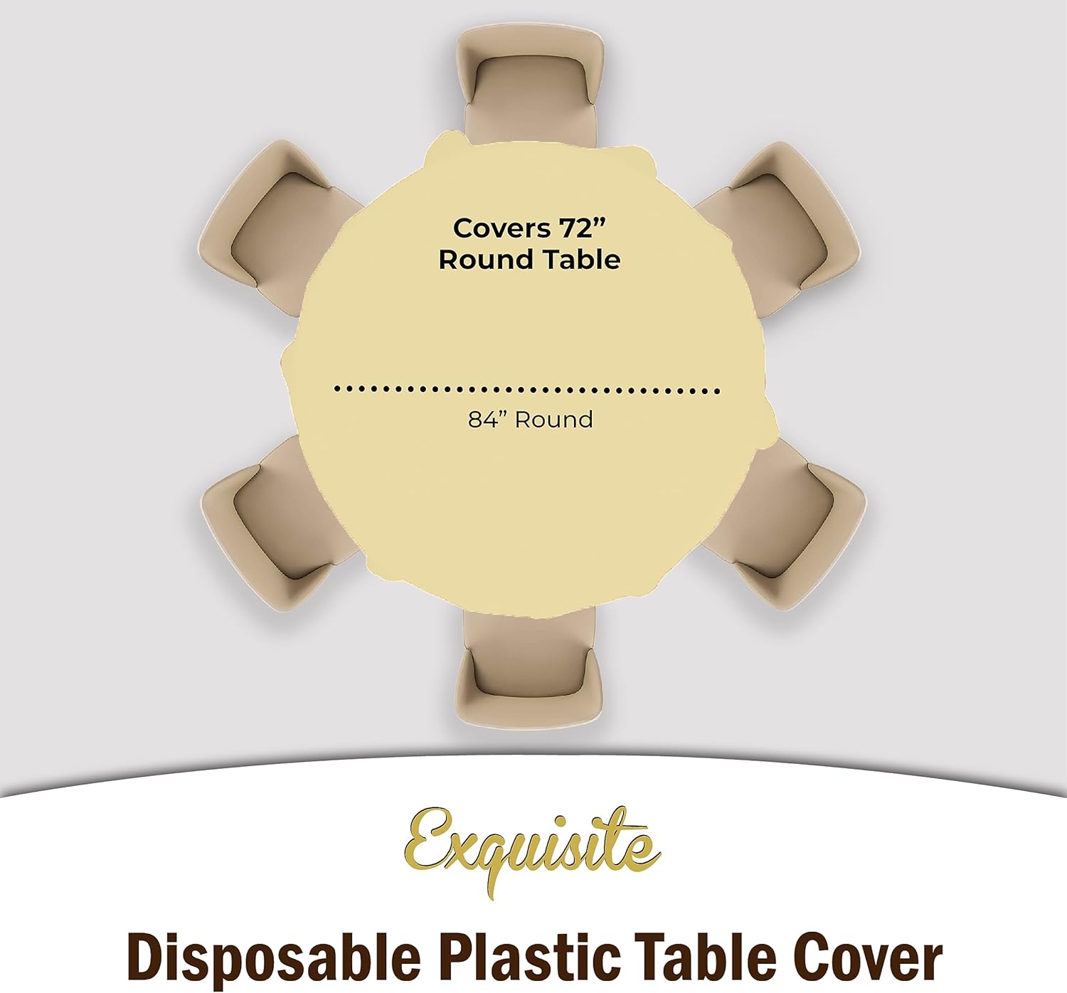 Party Solids Light Yellow Round Plastic Tablecloth - 84 Inch, Pack Of 24