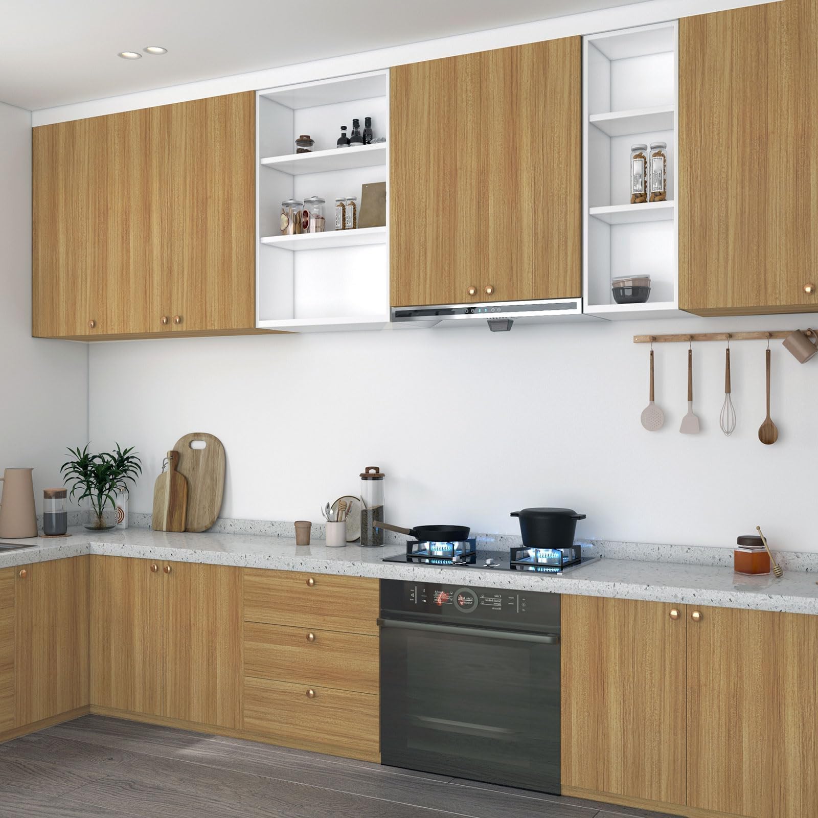 Decotalk Vinilo Encimera Cocina Madera Marrón Impermeable 81X300cm Papel Adhesivo Pared Vinilos para Muebles Cocina Revestimiento Pared Autoadhesivo Vinilo Madera Adhesivo Muebles Wallpaper