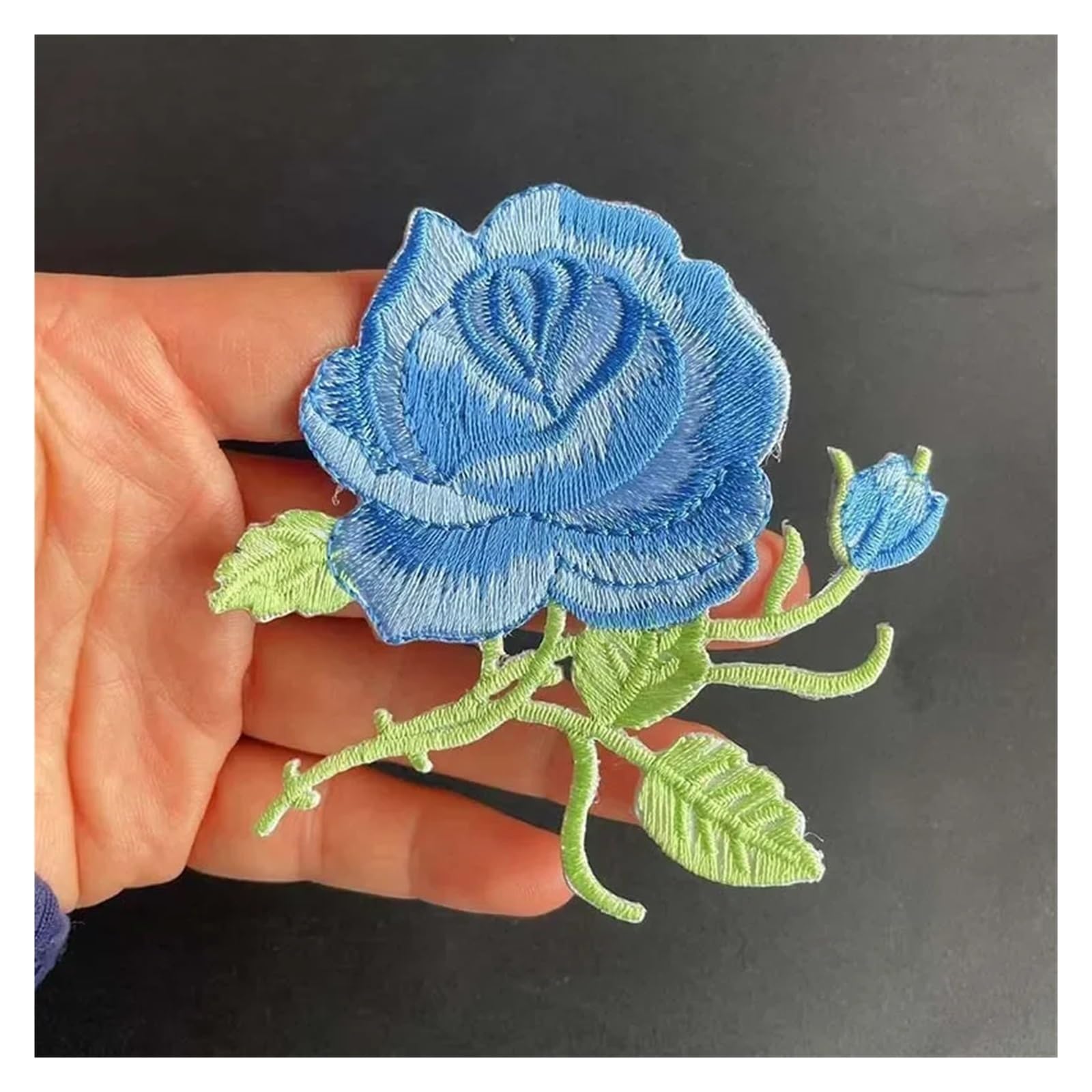 2pc 8,5 * 8CM/Stoff Blume Applique Patch Thermocollant Kleidung Aufkleber, Rose Stickerei Eisen auf Patches Dekoration for Kleidung, Jean(S)