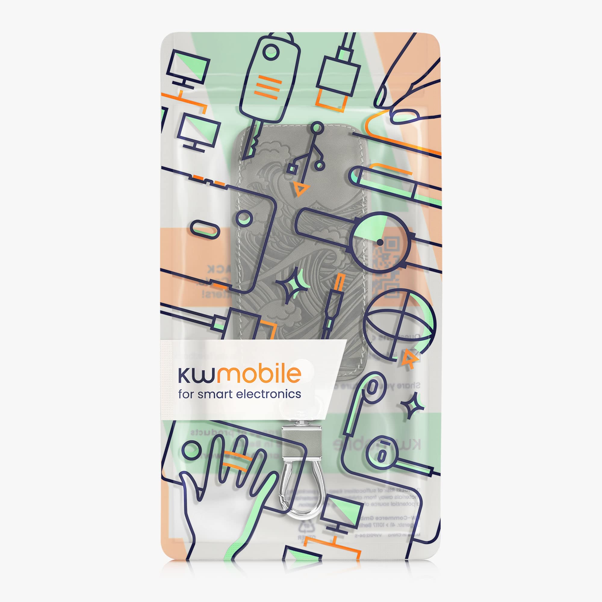kwmobile Akcesoria do kluczyka samochodowego kompatybilne z Renault Smart Key 4-Button (tylko klawisze Keyless Go) - Etui na kluczyki samochodowe z nubuku - szary kompas