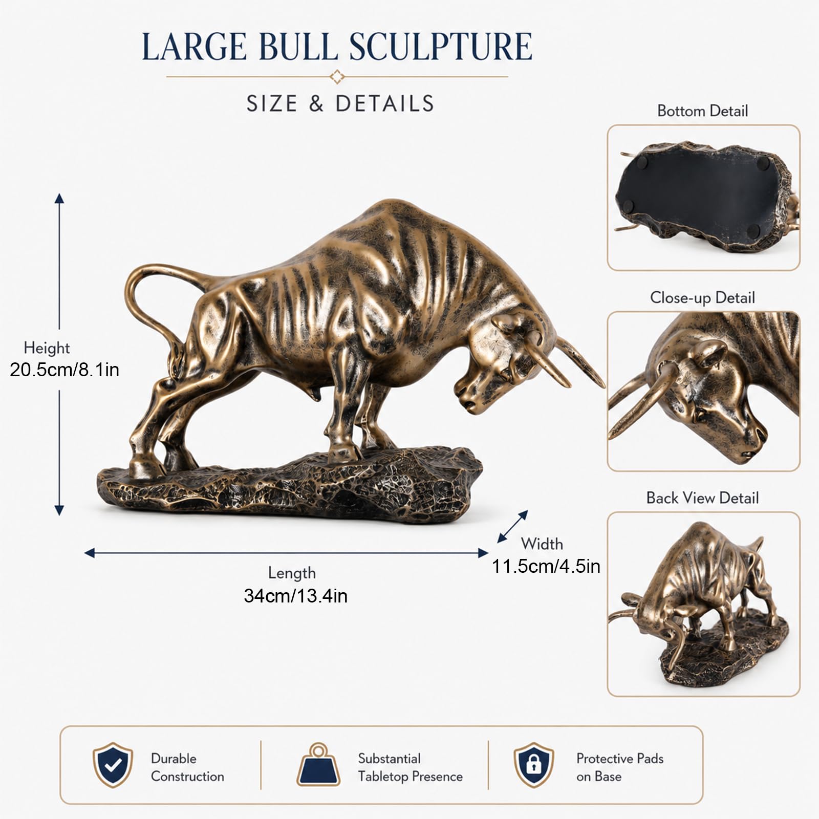 Statua di toro di Wall Street, scultura da scrivania in resina a forma di toro, ornamento del mercato azionario per mensola da ufficio, mensola da tavolo, consulente finanziario, decorazione