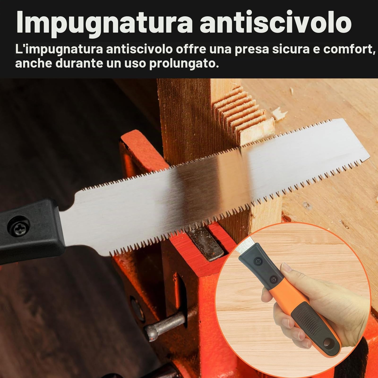 Sega giapponese per Legno, Seghetto Manuale Piccola con Lama a dOppio Taglio, Impugnatura Antiscivolo in Acciaio al Carbonio, Perfetta per Falegnameria e fai da te SURFOU