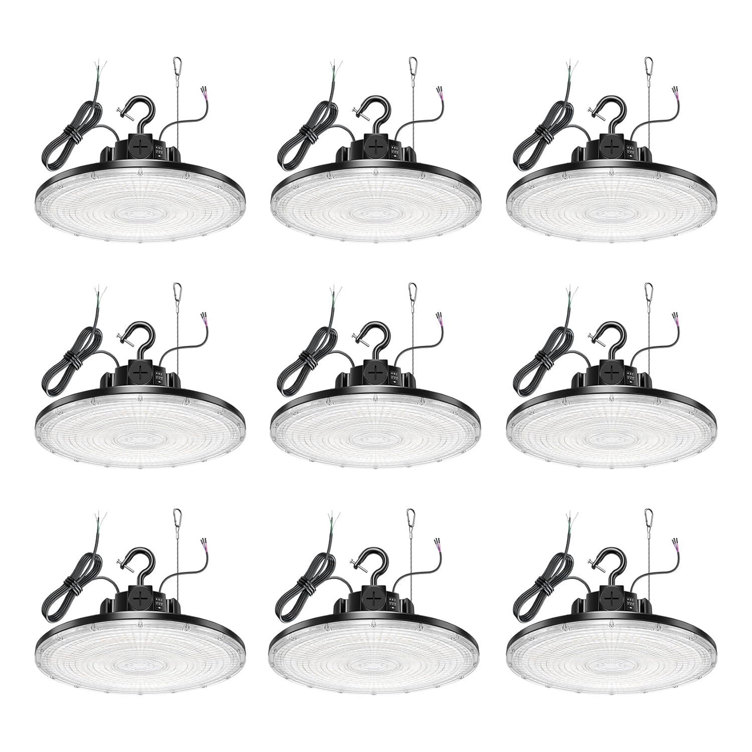 9 Pack 480V LED High Bay Light 300W 240W 200W Adjustable UFO Light 42000LM ETL Listed Dimmable High