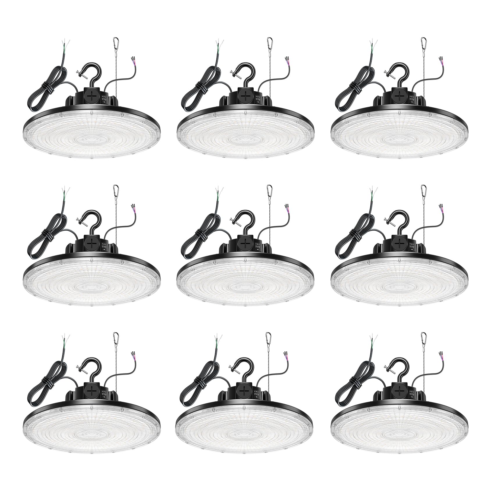 9 Pack 480V LED High Bay Light 300W 240W 200W Adjustable UFO Light 42000LM ETL Listed Dimmable High