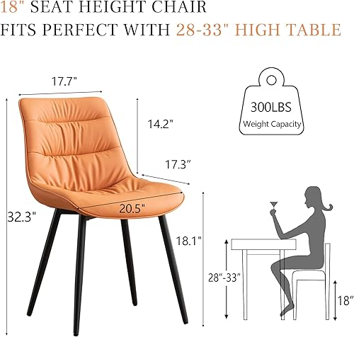 Miniatura 2 de Kidol & Shellder Juego de 2 sillas de comedor modernas, sin ruedas, de piel sintética, sin brazos, para interiores, con asiento grueso, patas de