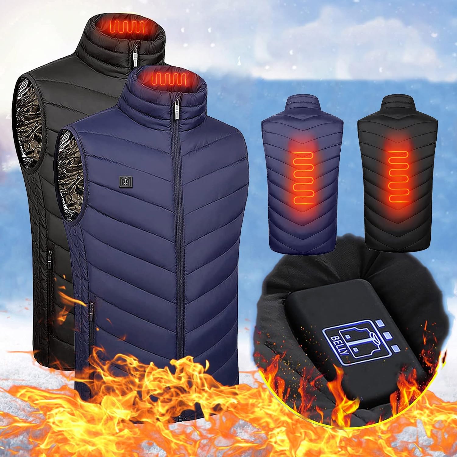 Heated Vest for Men Women,Dual Control 2/11 Heating Vest Zipper Sleeveless Winter