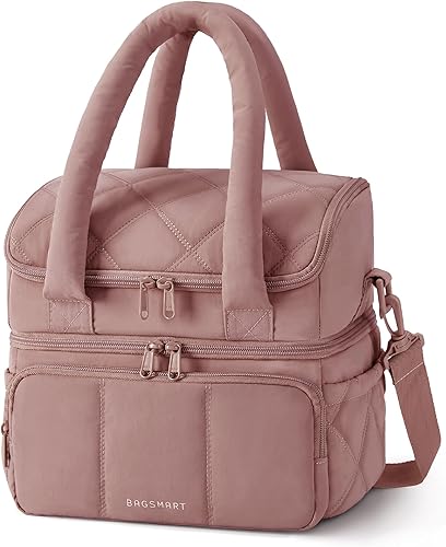 BAGSMART Lonchera con aislamiento de doble cubierta para mujer, bolsa de almuerzo acolchada, a prueba de fugas, duradera y reutilizable, hielera