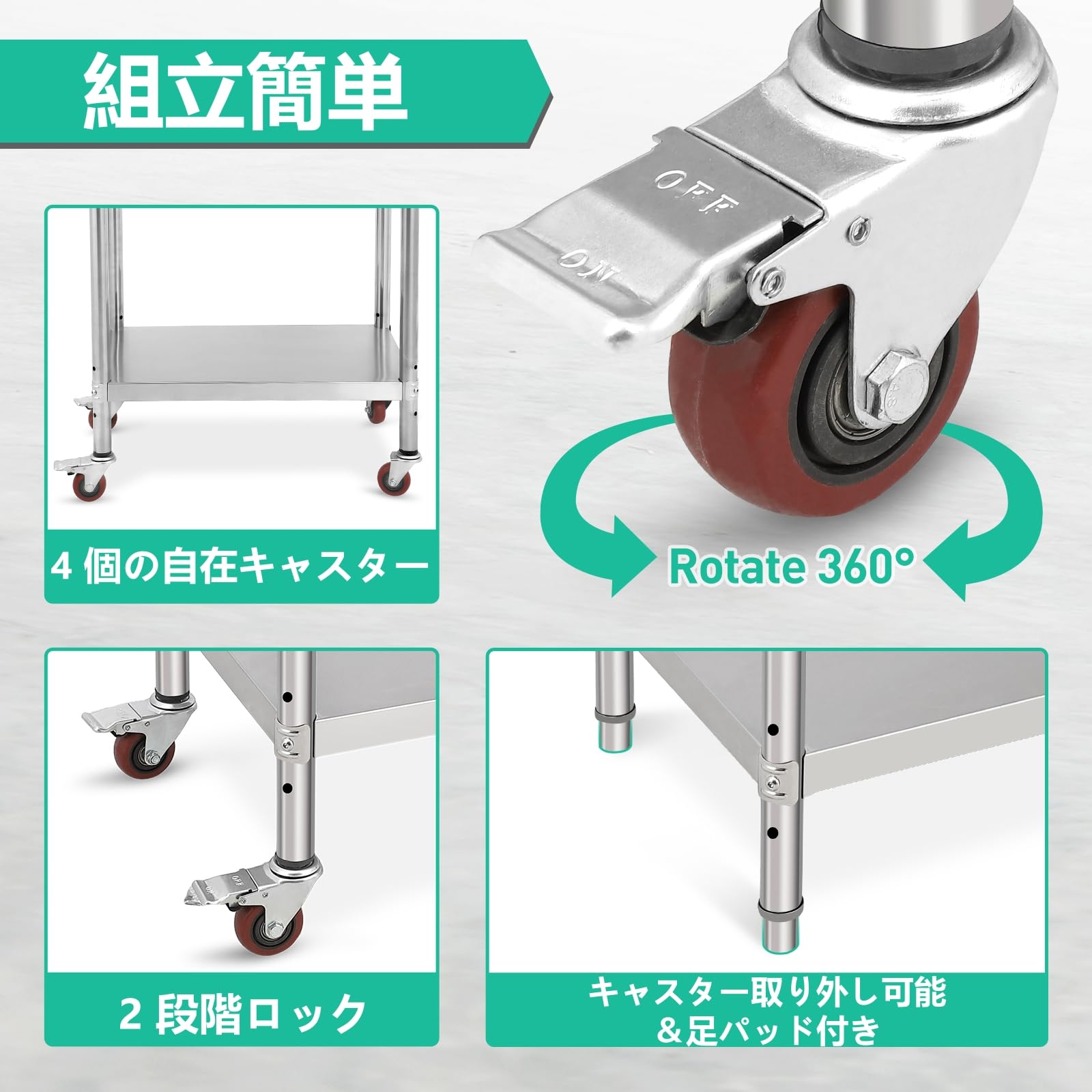 Amazon.co.jp: Garvee ステンレス作業台 業務用 76×61×89cm 耐食性 防