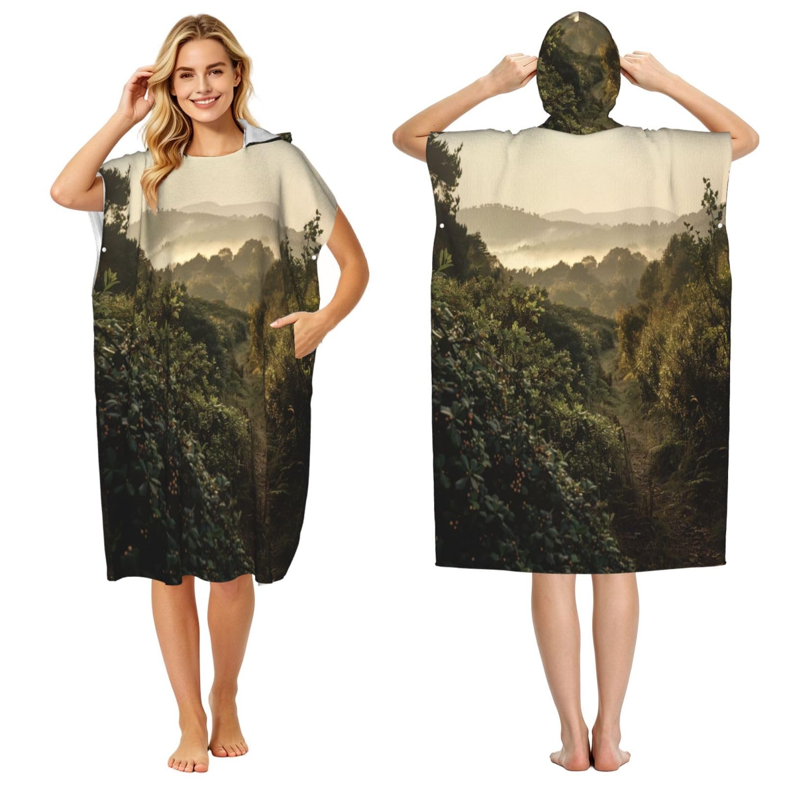 DTHKJNLSF Shrub Adult Hooded Beach Poncho Towel