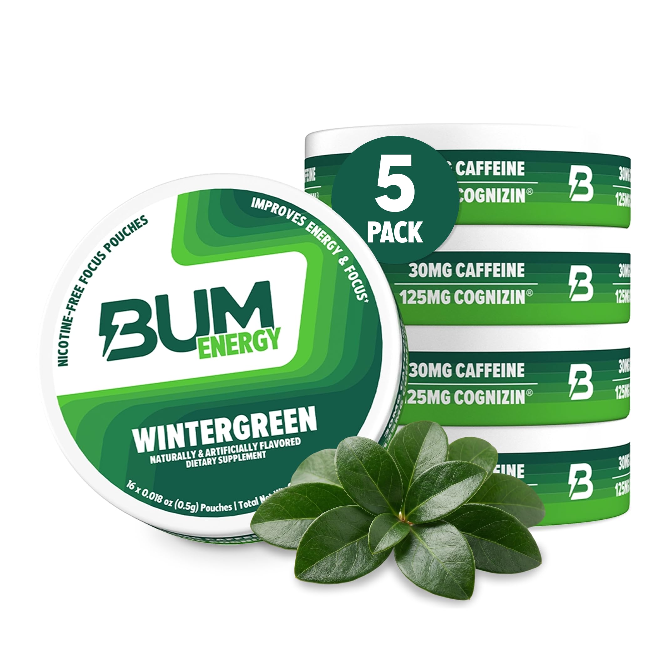 Amazon.com: Bum Energy Pouches, Wintergreen, 30mg Caffeine + 125mg
