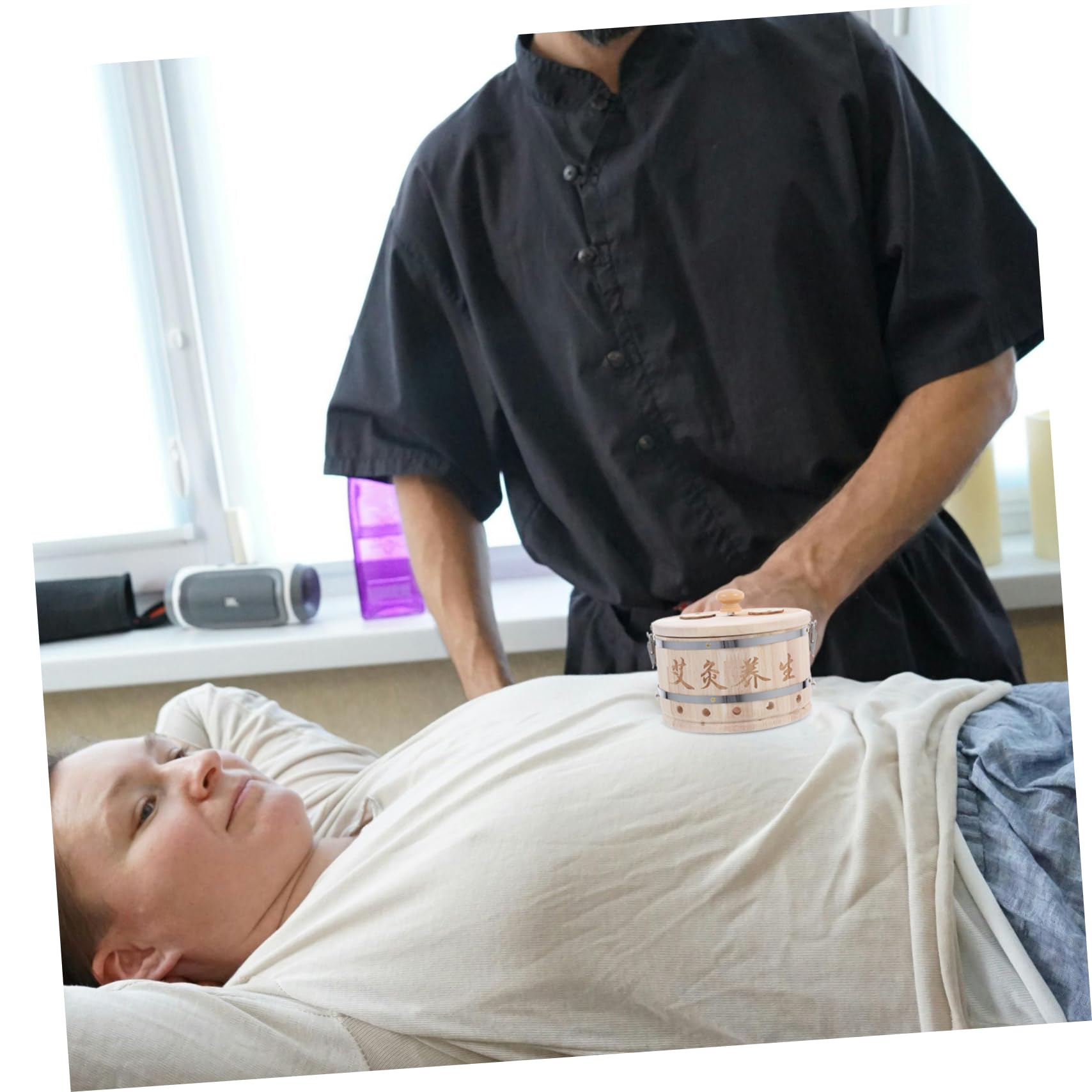 PACKOVE Tragbare Moxibustionskiste und Metall mit Glatter Oberfläche für Bauch und Brust nach Dusche oder Unterwegs Zufälliger Stil