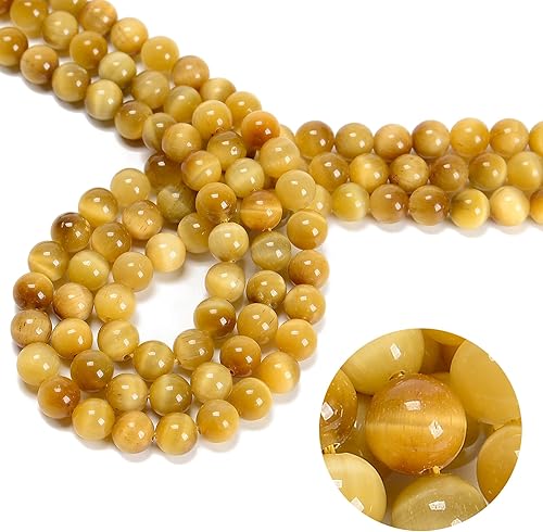 74 cuentas de piedra natural de ojo de tigre dorado de 0.394 pulgadas (2 hebrasjuego) de 0.394 pulgadas (2 hebrasjuego) de piedras preciosas redondas
