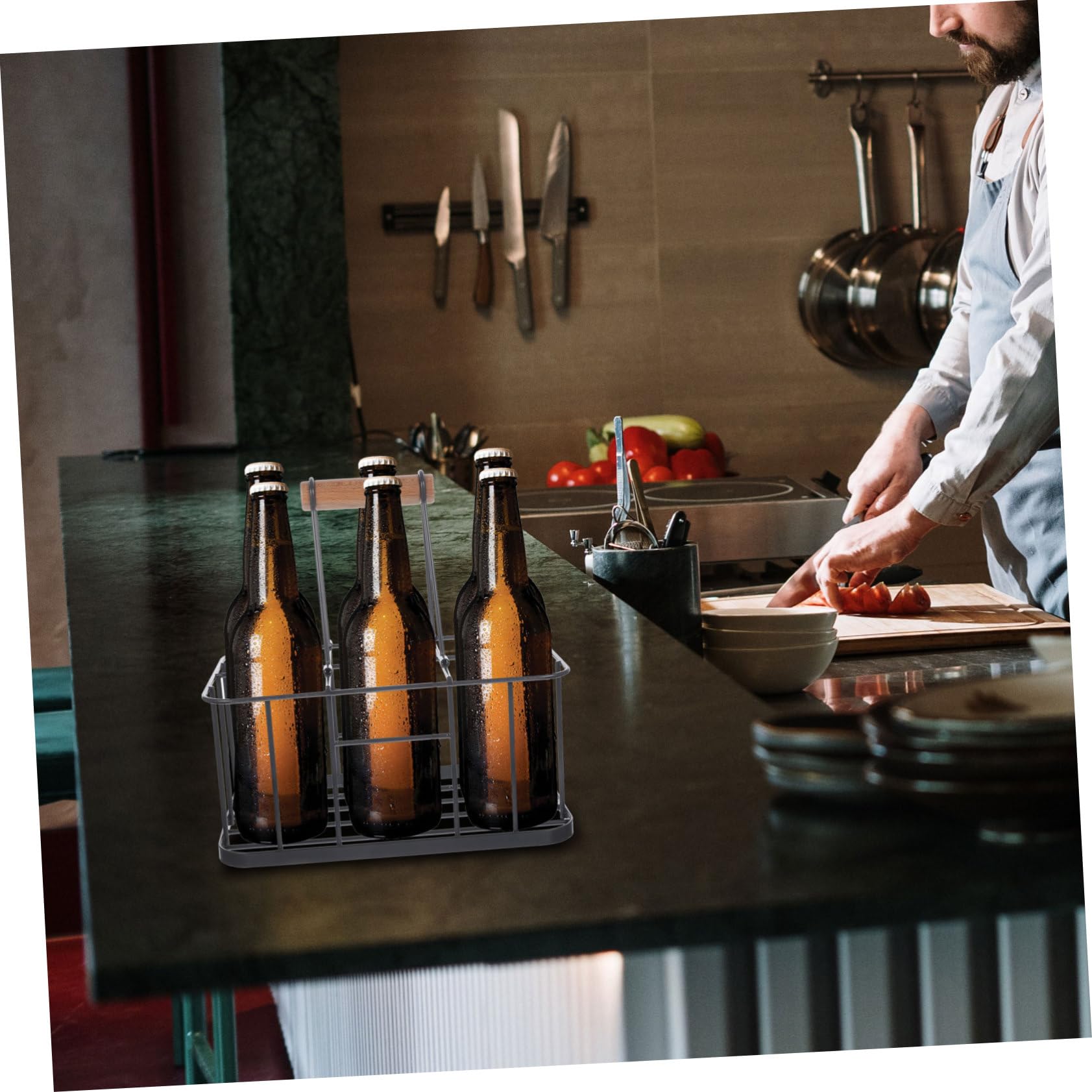 Garneck 1pc Art Beer Carrier Handle Sturdy Beer Storage Rack for Easy Transfer Multi-Bottle Organizer for Home Parties Gatherings Stylish Wire Basket for Beverages