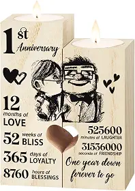 Presentes de casamento de 1º aniversário para esposa, namorada, castiçal, presente romântico de aniversário de casamento de 1º ano para esposa e marido, presentes para namorada, namorado, um ano para