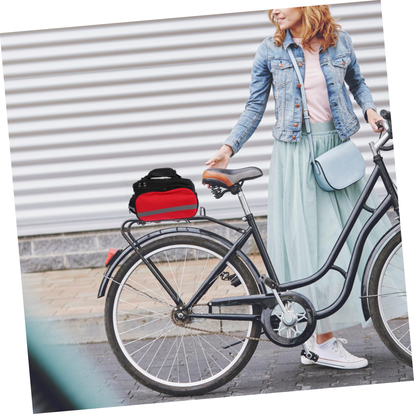 TOYANDONA Borsa Posteriore per Bicicletta, Borsa Portaoggetti Sul Portapacchi, Tessuto Oxford, Grande Capacità, Striscia Riflettente