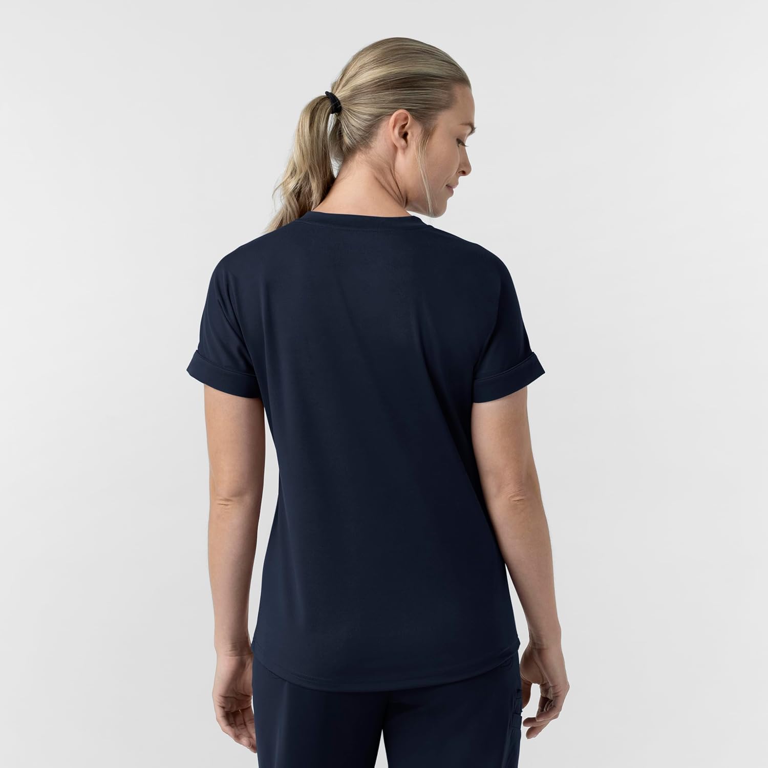 Carhartt Force Cross-Flex Scrubs for Knit Women, V-Neck Scrub Tops - Navy, L - Image 2