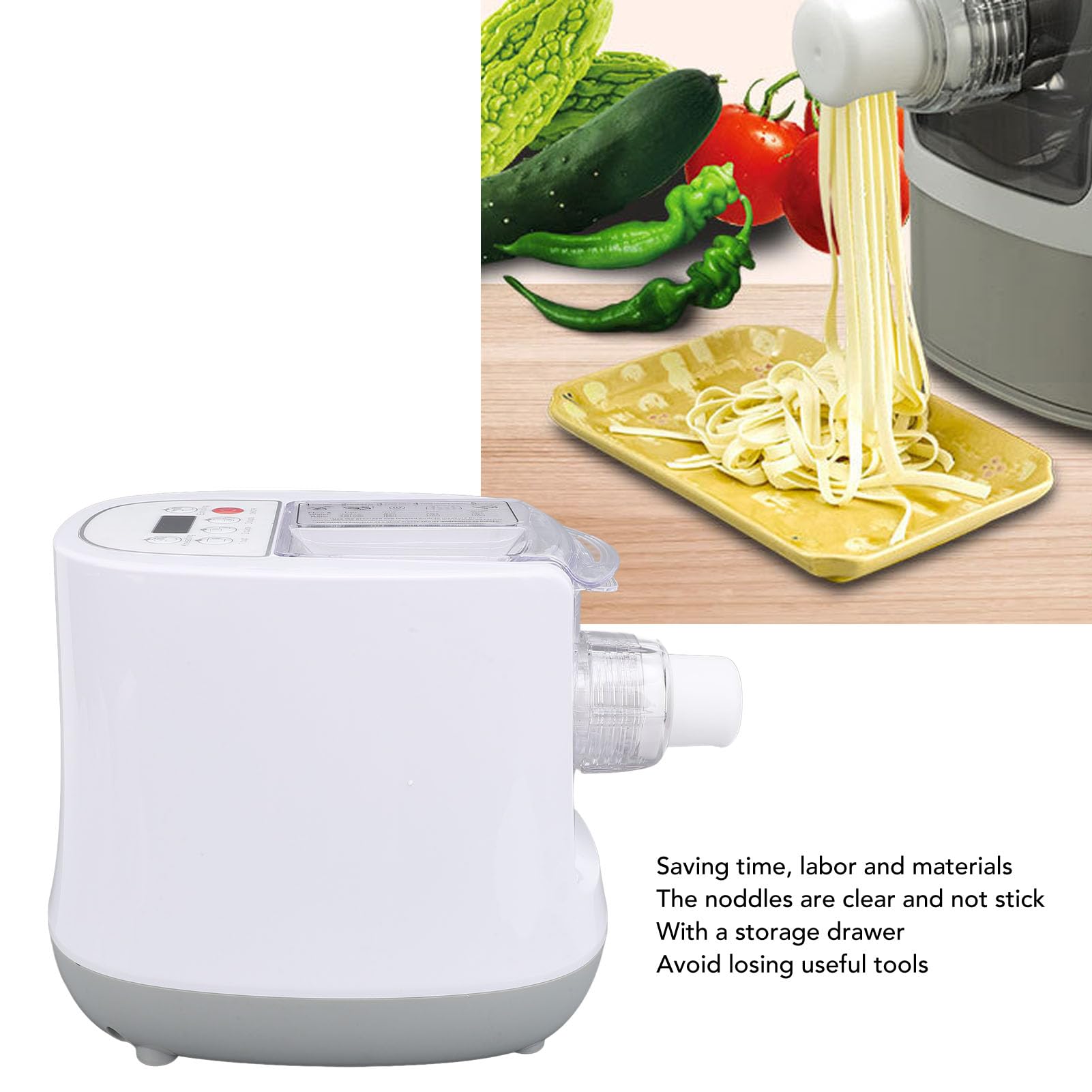 Asixxsix Electric Pasta Maker, Noodle Machine with 11 Pasta Shape Plates Automatic Noodle Maker for Home Kitchen, ABS Material, Sensor Switch, High Stability, Heat Dissipation (US Plug,