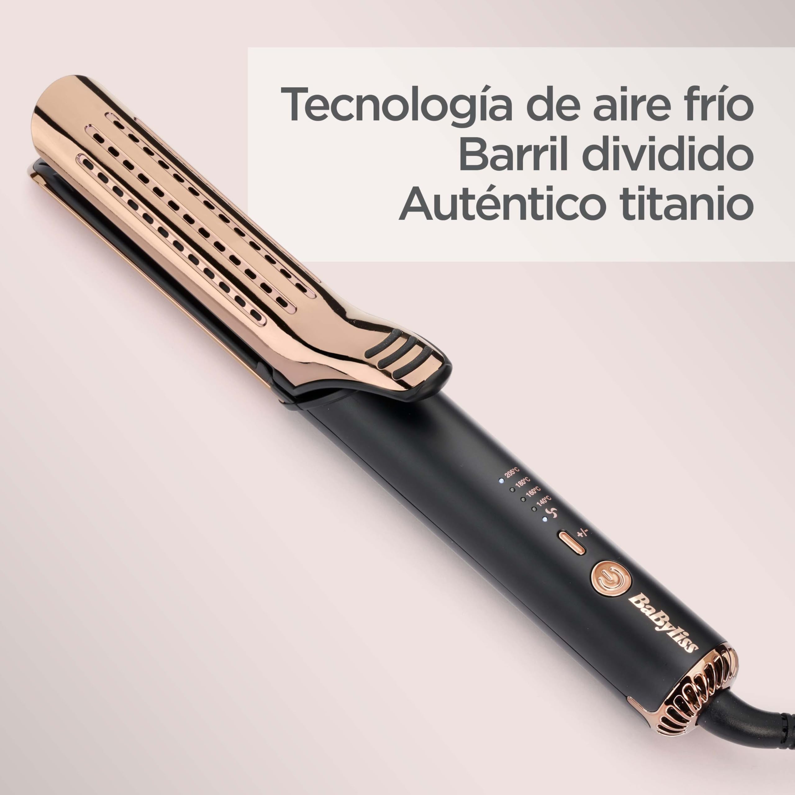 BaByliss C115E Curl Styler Lustre, 2 en 1, Alisa y ondula, Titanio y cerámica, Barril de 38 mm, Calentamiento rápido