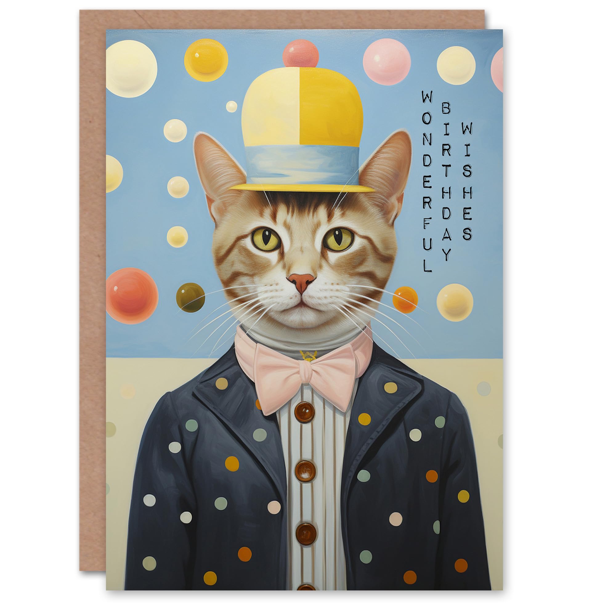 Artery8 Birthday Greeting Card Polka Dot Cat Lover Wonderful Wishes For Him Her
