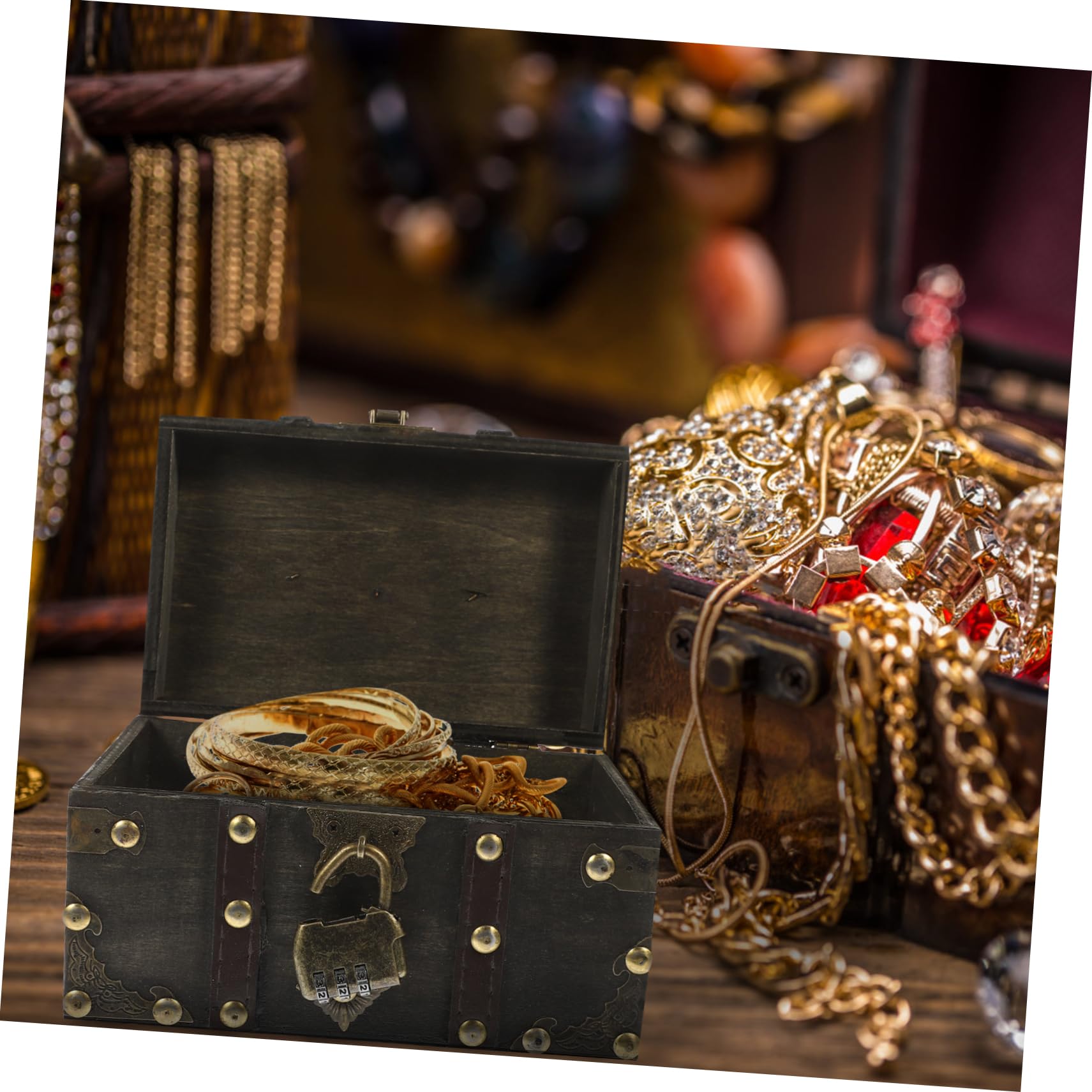 Vintage Schmuckkästchen mit Schloss Aufbewahrungsbox für Ringe und Halsketten für Private Nutzung und Schmuckladen
