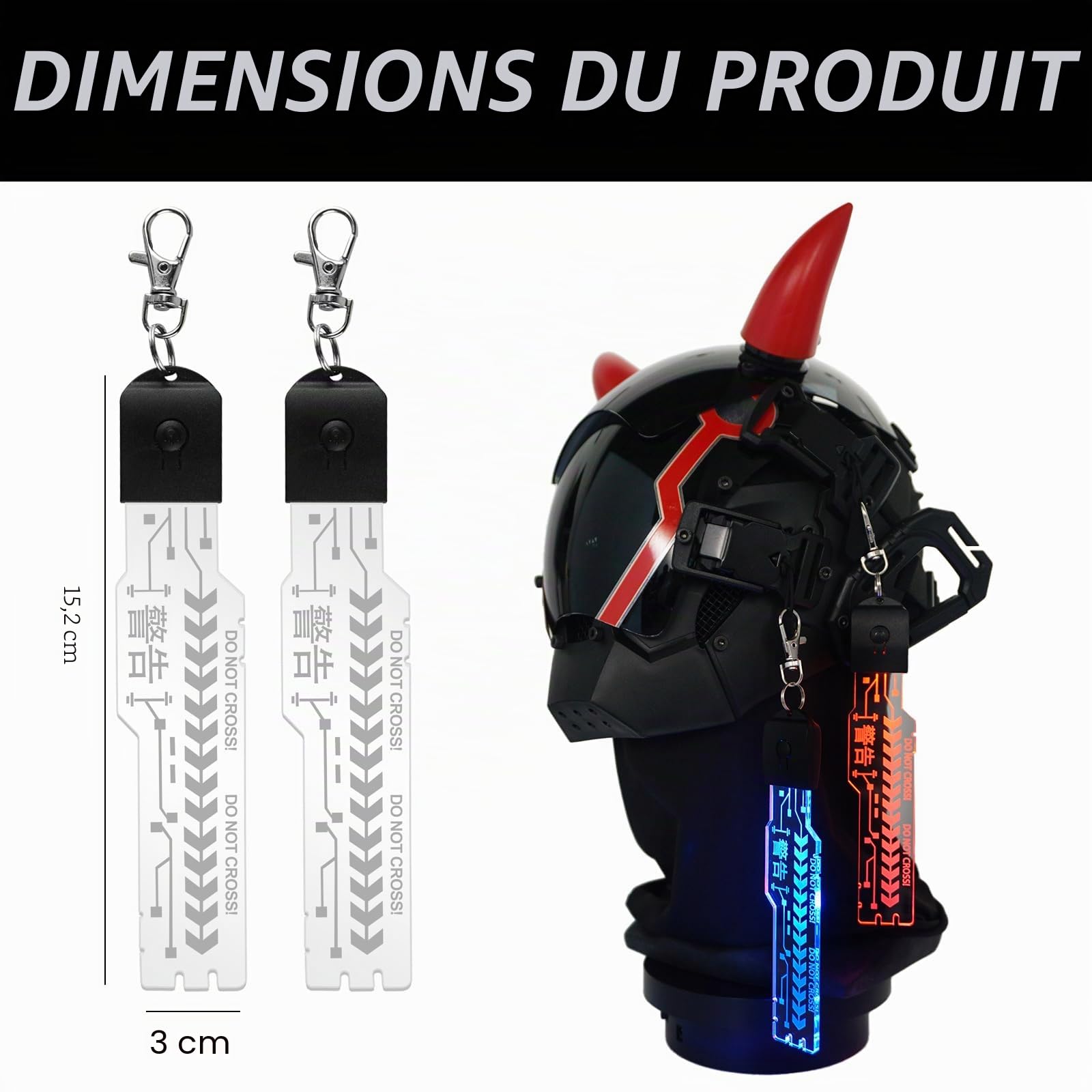 Marikito Pendentif punk, accessoire rechargeable par USB avec 7 options de couleur pour masques punk, costumes et sacs à dos