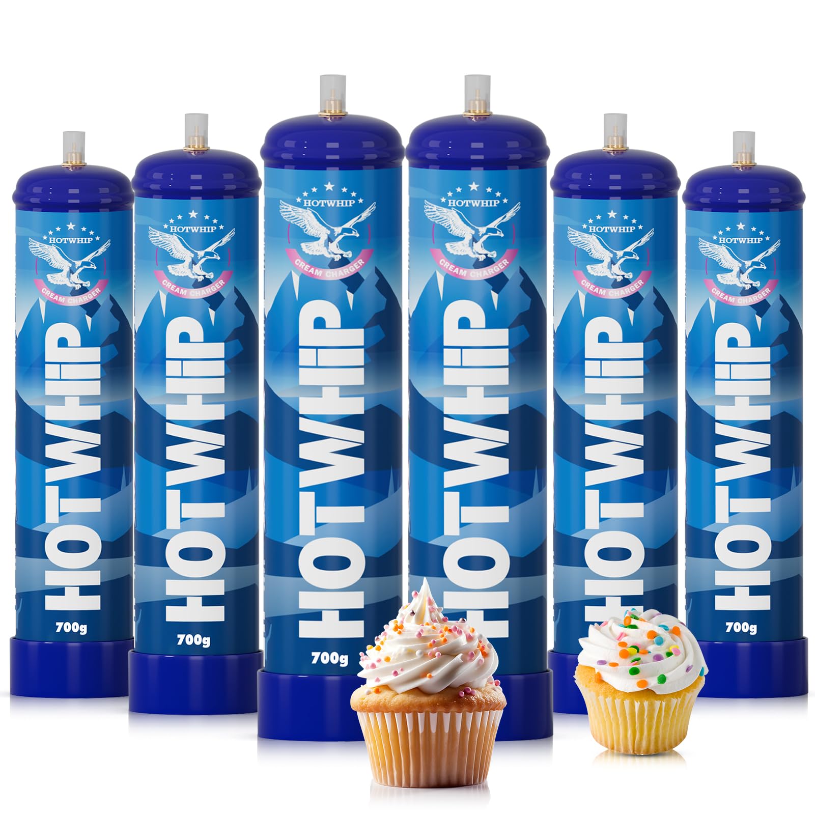 Whipped Cream Chargers 700g 1.1L Non-Flavour 99.99% Purity Food Grade Nitrous Oxide Tank(12 Cylinders)