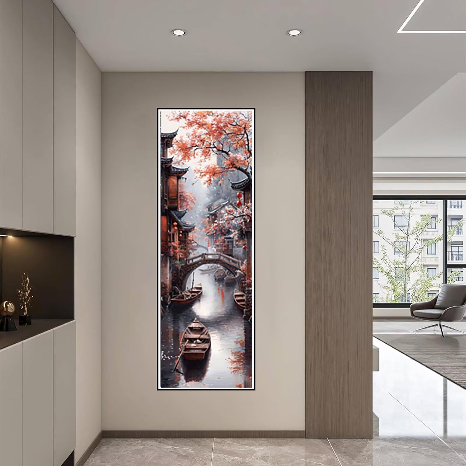Diamond Painting Paysage Peinture Diamant Adulte, Peinture Diamant Japon Conception de Motifs 5D DIY Strass Point de Croix Cristal Painting Loisirs Créatifs, Decoration Murale 50x150cm -pg2504U4