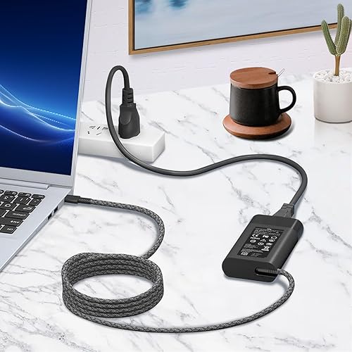 Miniatura 7 de Cargador delgado HP de 65 W USB C para laptop de repuesto para HP Spectre x360, Chromebook, Elitebook x360, Envy, Elite x2 Travel Type C Power Cable
