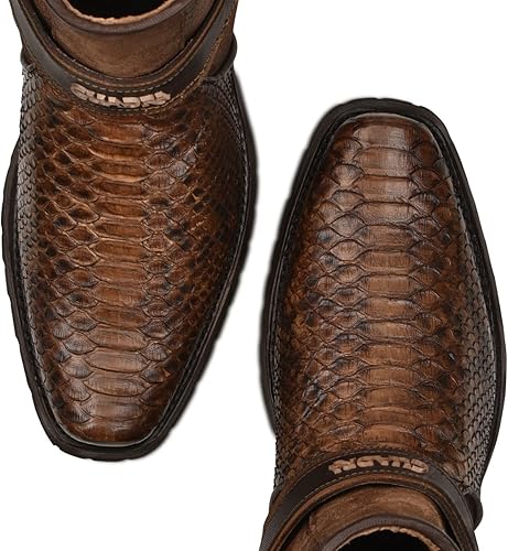 Miniatura 2 de Cuadra Botín para hombre en piel auténtica pitón marrón 1J2LPH