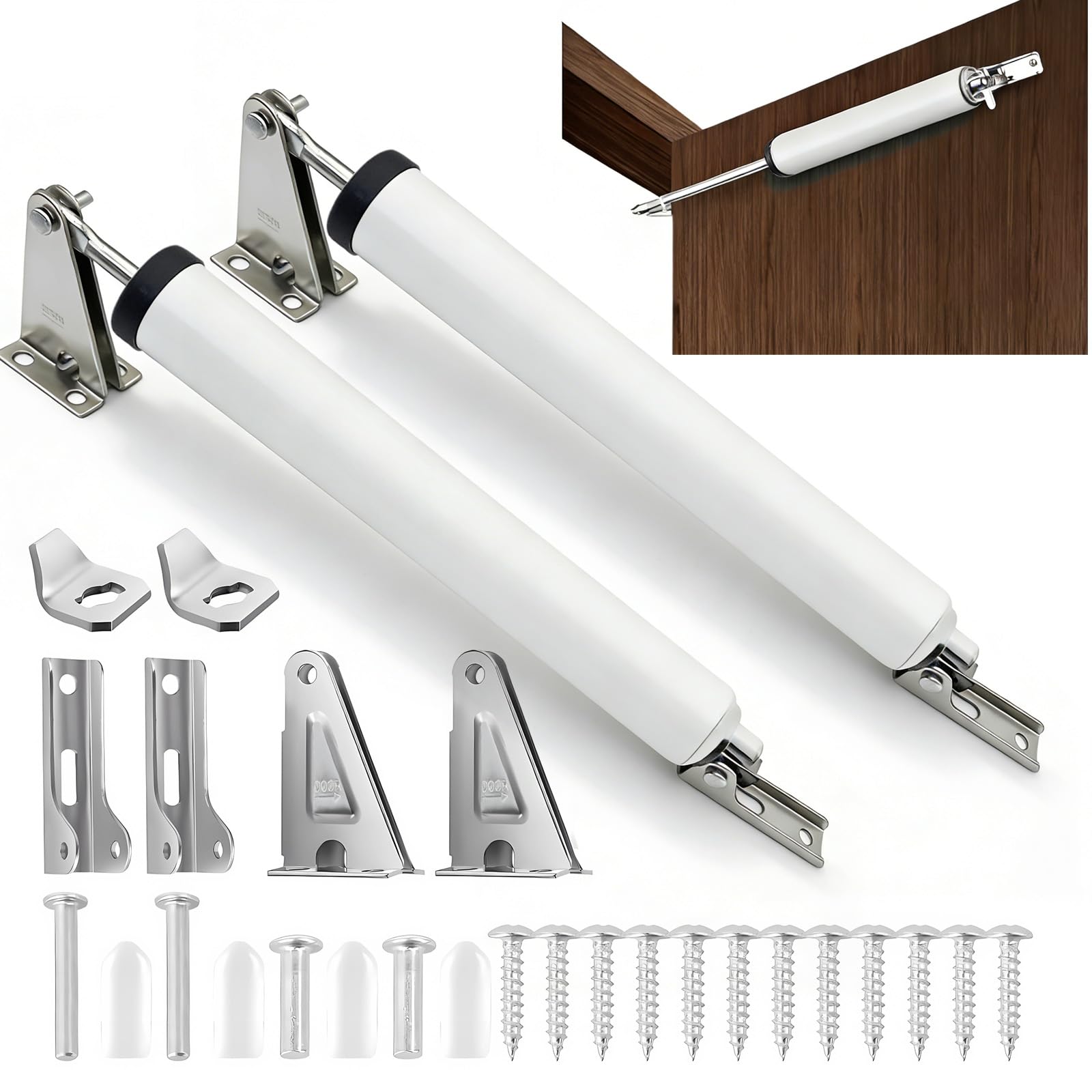 Ferme-porte automatique pneumatique blanc en lot de 2 avec vitesse réglable