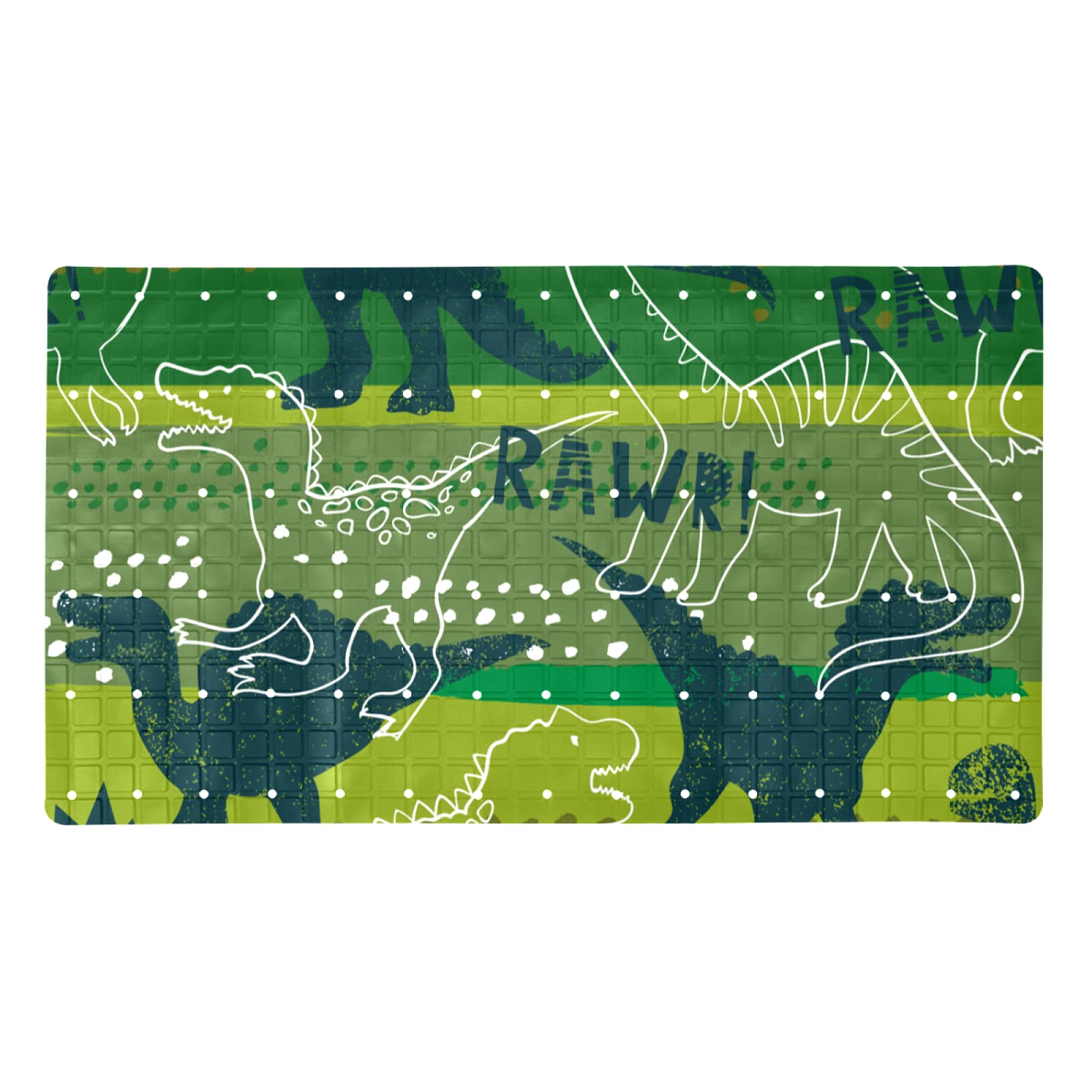 Tapis de bain antidérapant Rawr vert pour sécuriser la baignoire des enfants