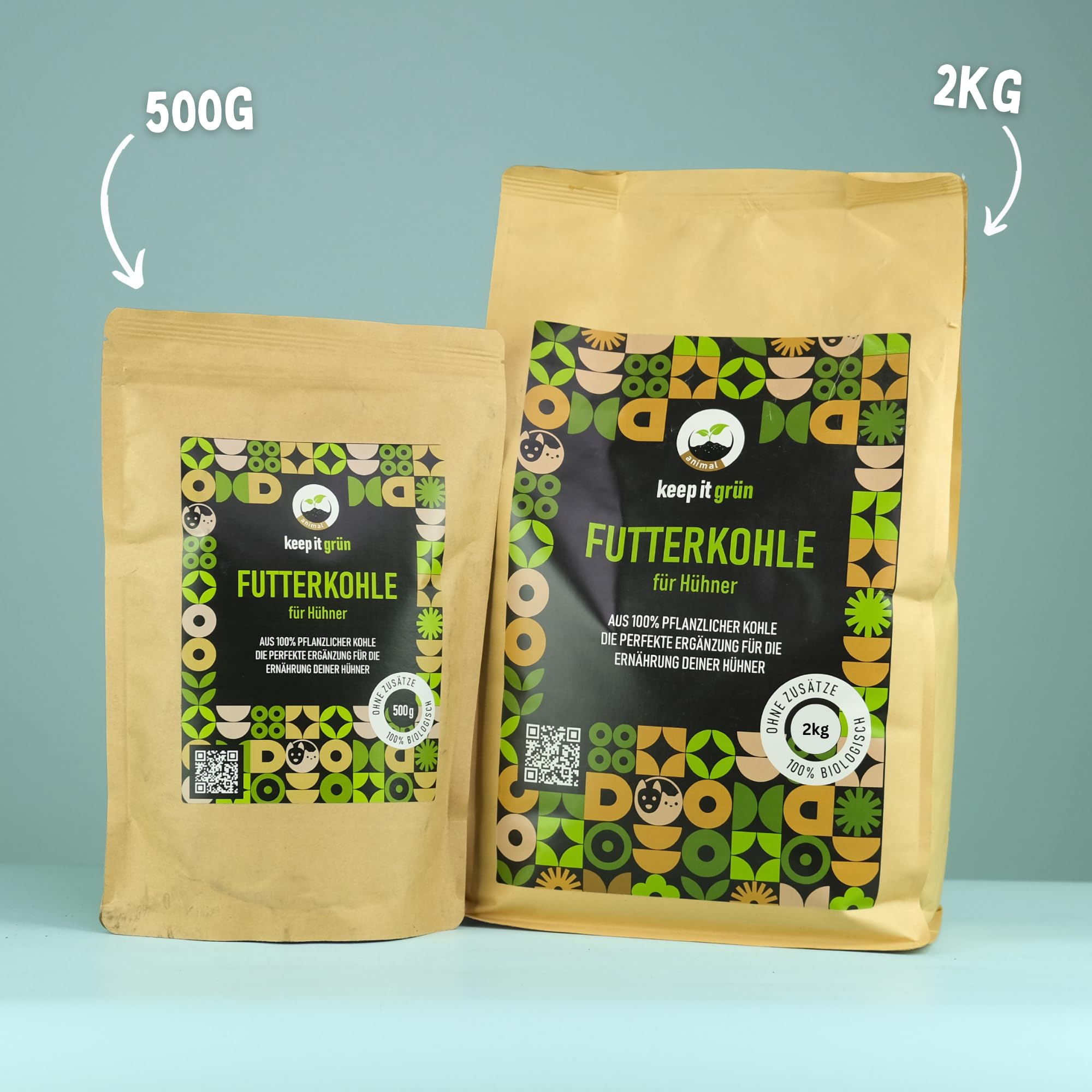 Carbón de alimentación para pollos, sin aditivos, grano perfecto para la alimentación | puede unir sustancias nocivas y toxinas | puramente vegetal | keep it grün (2000 g de carbón alimenticio)