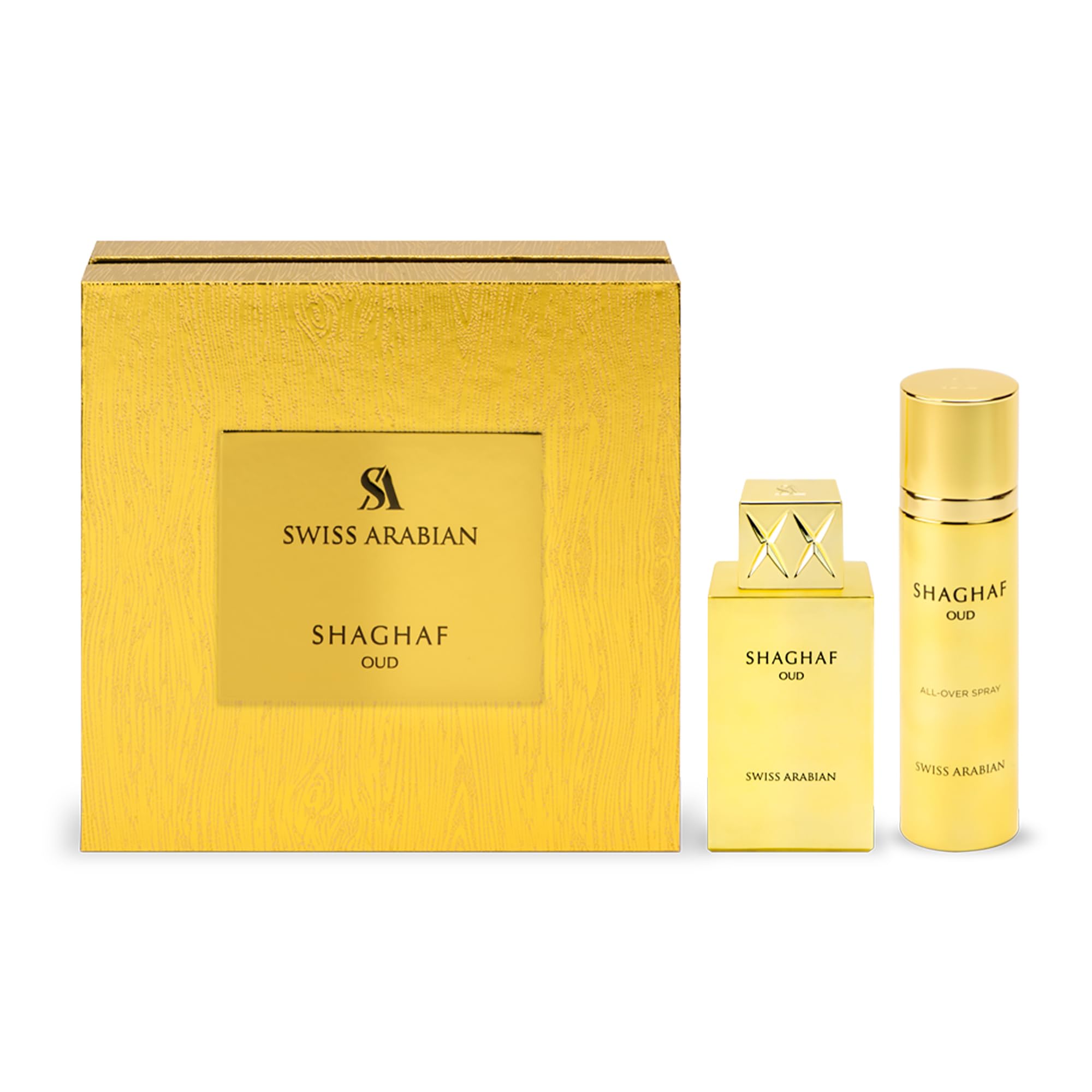 Swiss Arabian Shaghaf Old Eau de Parfum Unisex 75 ml + dezodorant do ciała 75 ml - luksusowa kompozycja zapachowa szafranu, starej róży, praliny i wanilii - orientalny aromat