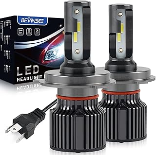 Bevinsee H4 9003 LED Headlight Bulbs 10000LM 200% Brighter H4 HB2 LED Bulbs High Beam Low Beam, Plug and Play LED Headlight Conversion Kit 6000K White, Mini Size, Pack of 2