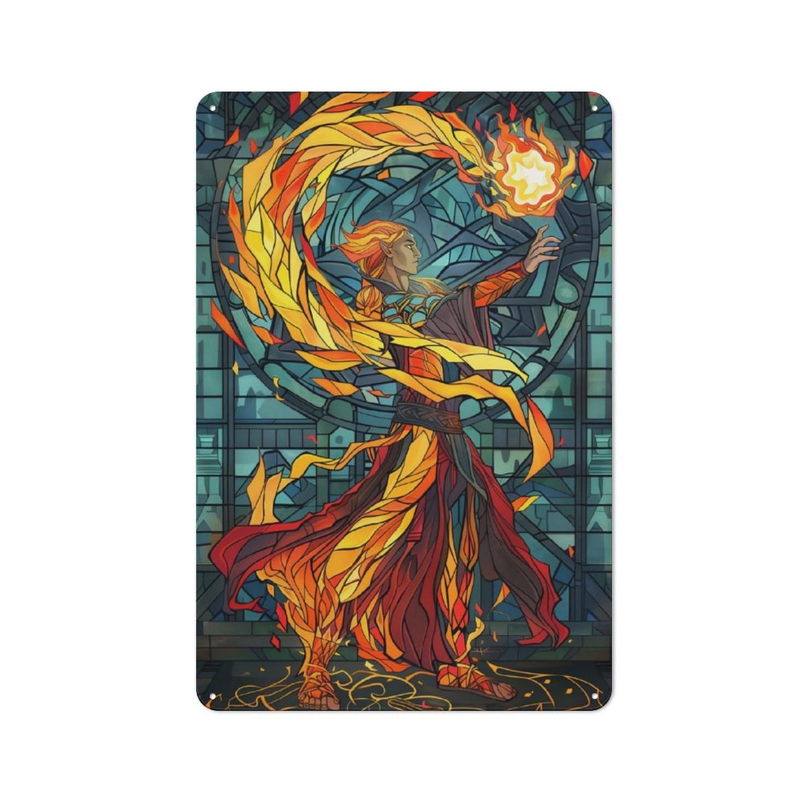 Junmoney Fire Mage Rustic Tin Sign 30X20cm Featuring For Garage Or Workshop, For Updating Garage And Workshop After Moving
