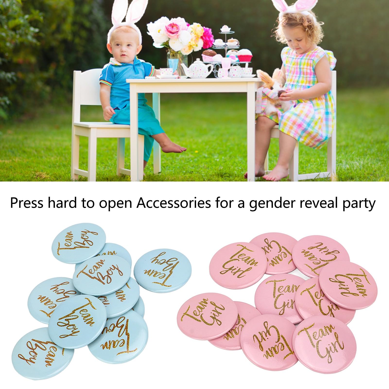 60 sztuk Gender Reveal przypinki Team Boy & Girl metalowe odznaki na baby shower (średnica niebieska, różowa po 30) prognoza płci akcesoria do gry
