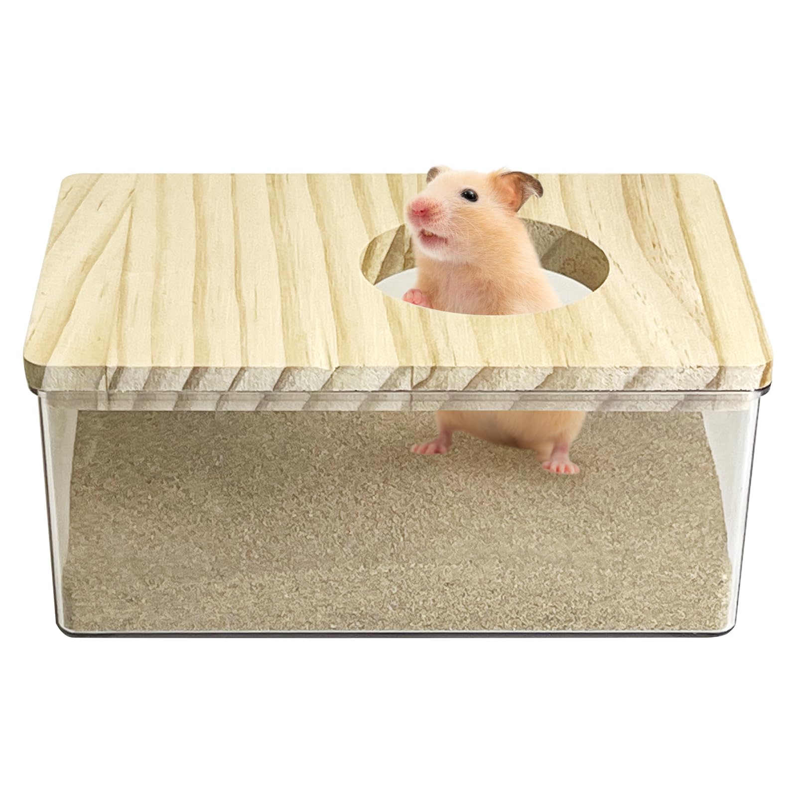 kathson Hamster Sand Bath Box Transparent Gerbil Bathroom & Digging Box Acrylic Small Syrian Hamster Litter Box Hamster Dust Bath Container Cage