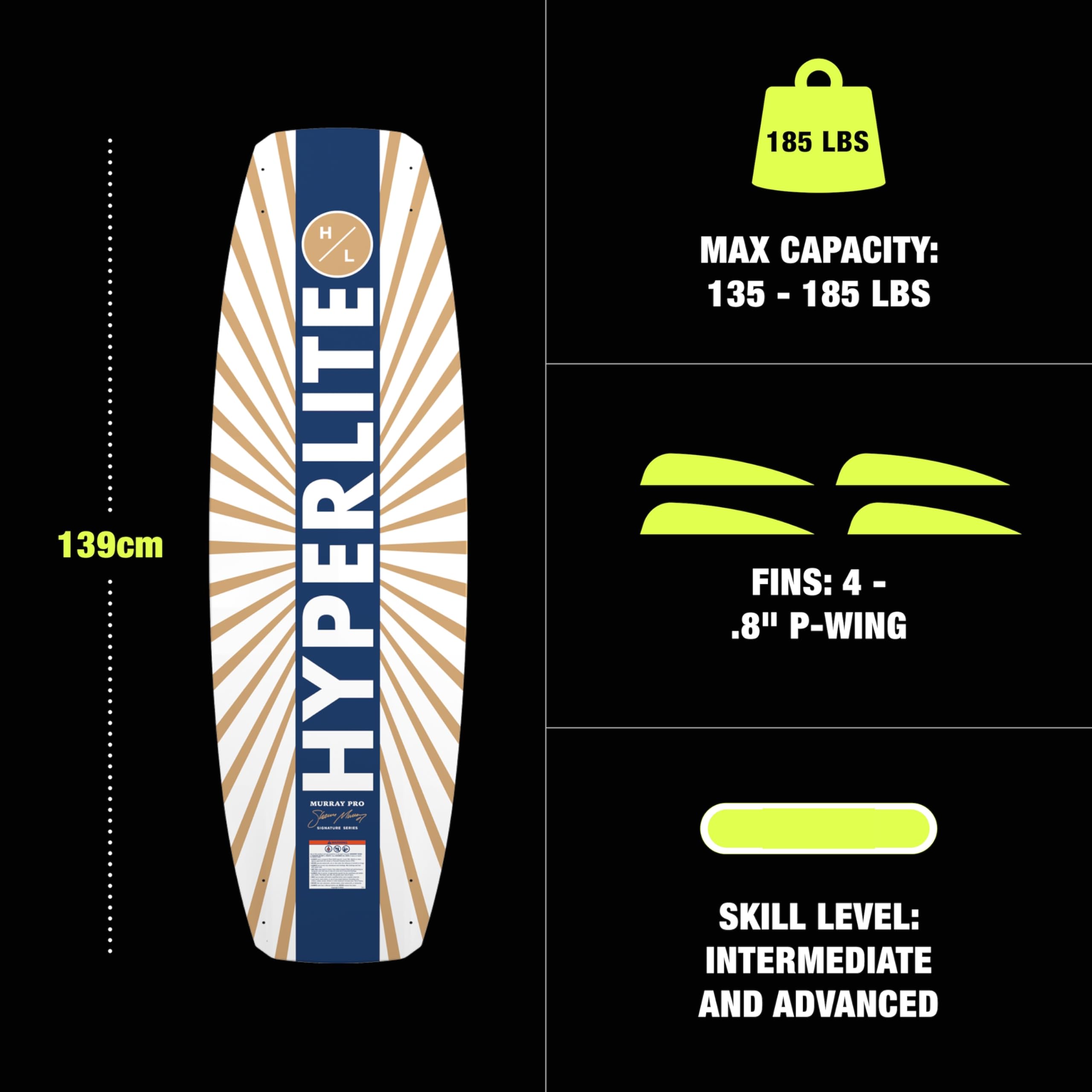 Amazon.com : Hyperlite Murray Wakeboard with Open-Toe Adjustable