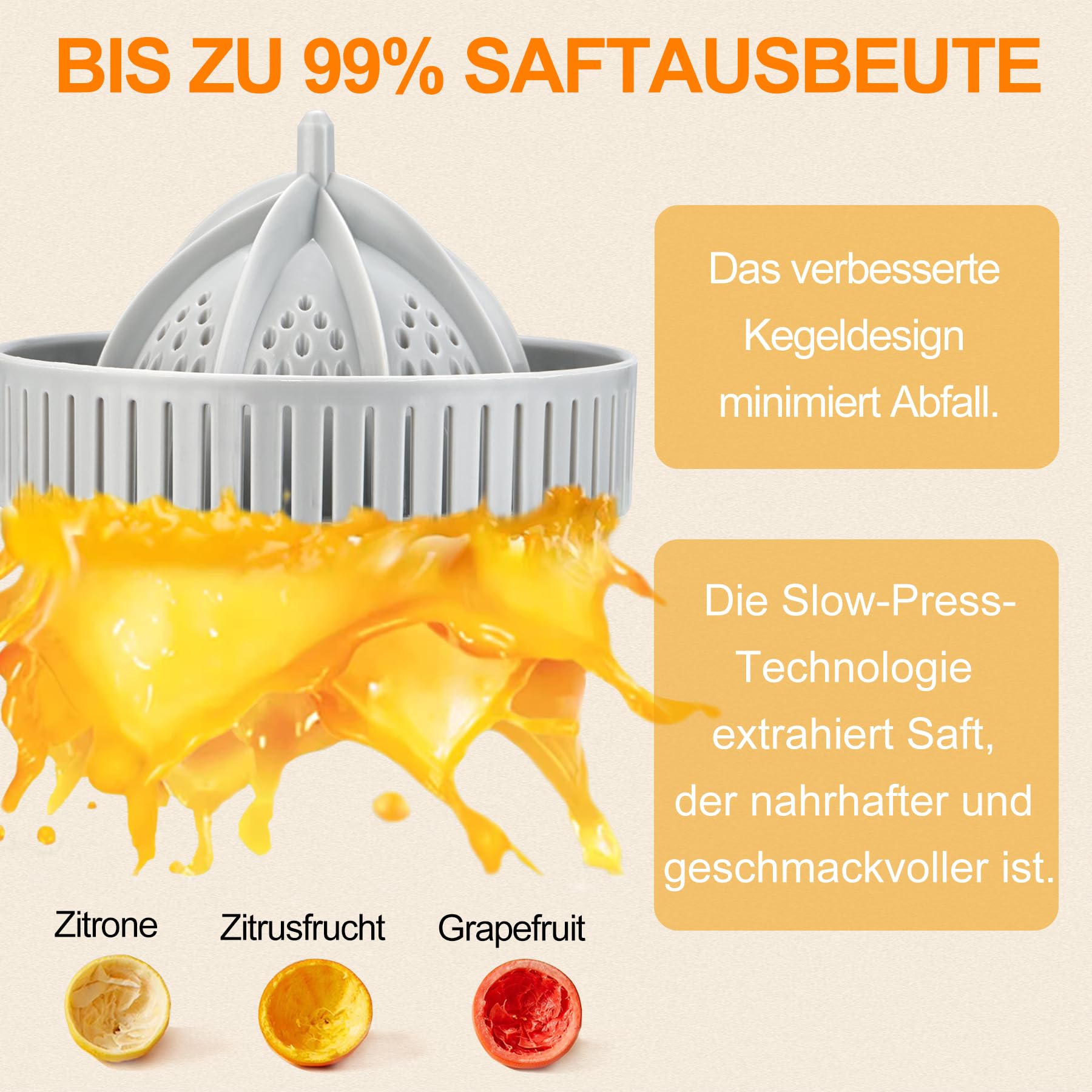 MAISON HUIS Zitruspresse Elektrisch Saftpresse Orangenpresse Zitronenpresse Tragbare USB-Aufladung Juicer Entsafter für Orange, Zitronen, Grapefruits, Zitrusfrüchte (Schwarz)