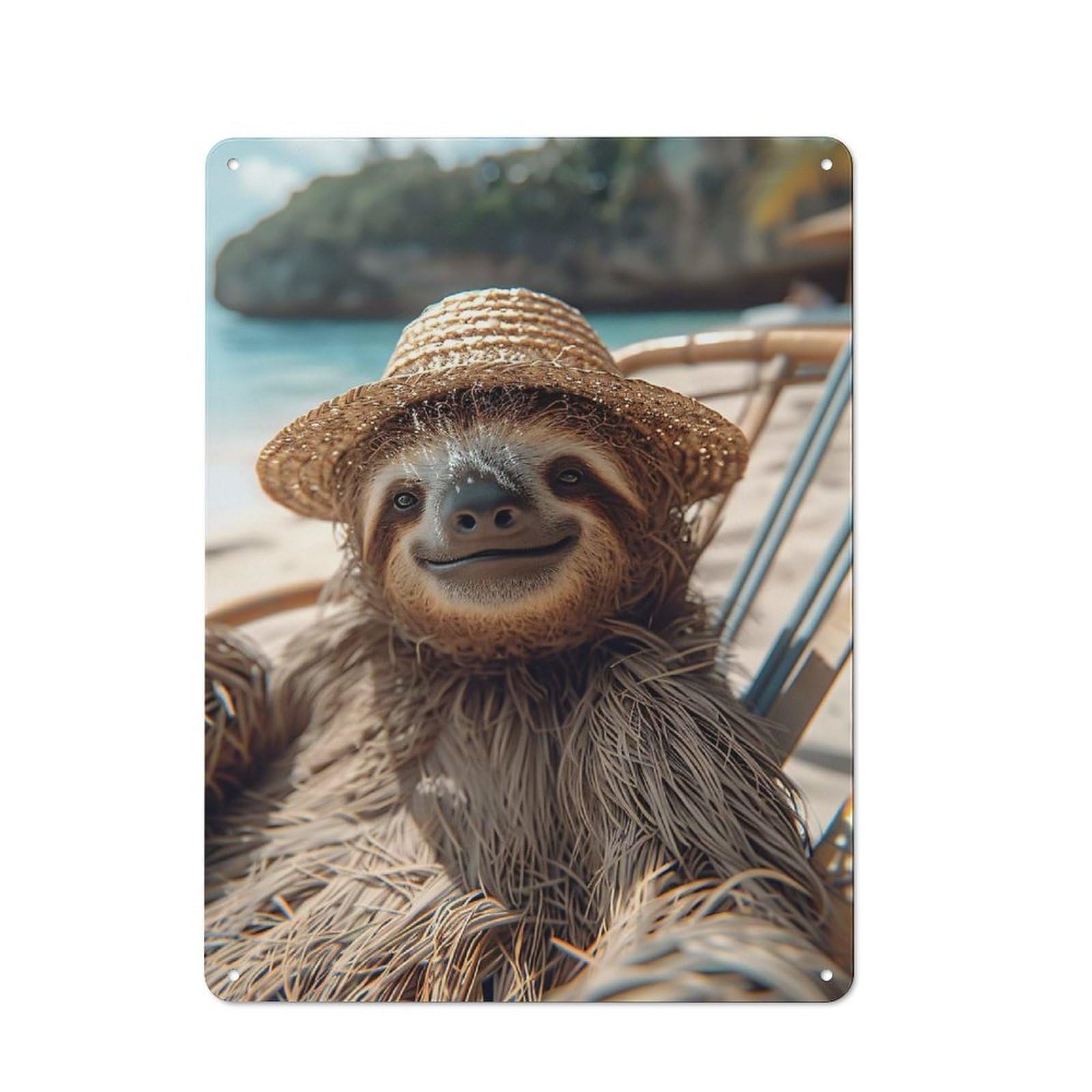 Junmoney Lazy At The Beach Retro Tin Sign 40X30cm Featuring For Home Bar Wall, For Collectors Decorating Home Bars And Entertaining Spaces